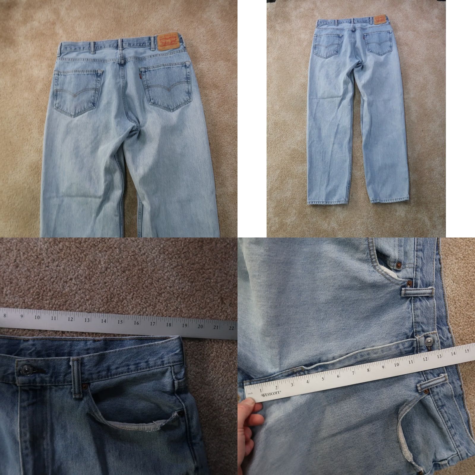 Levi's VINTAGE Levi's 550 Jeans Men 38x34 Blue Distressed Relaxed Straight Denim 5-Pocket Zip Vintage Men Jeans Blue Distressed 38x34 Levi's 550 Size US 38 / EU 54 - 8 Thumbnail
