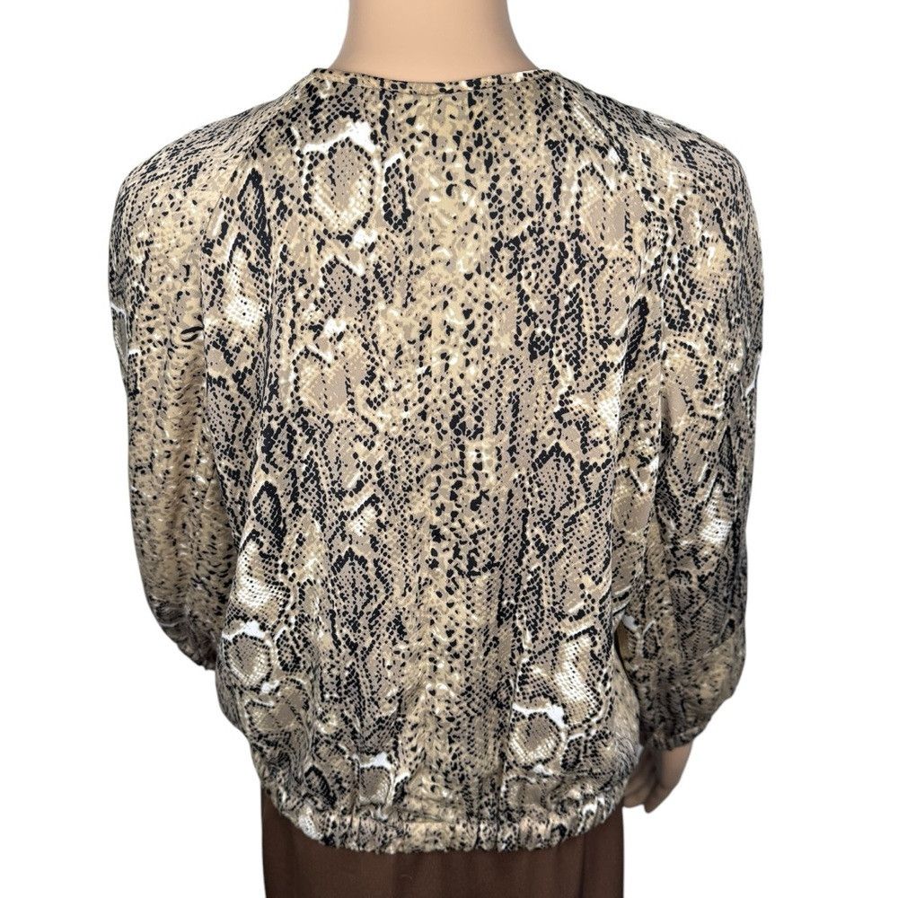 Vince Camuto Vince Camuto Snakeskin Print Silky Bomber 3/4 Sleeve Jacket Size S / US 4 / IT 40 - 4 Thumbnail