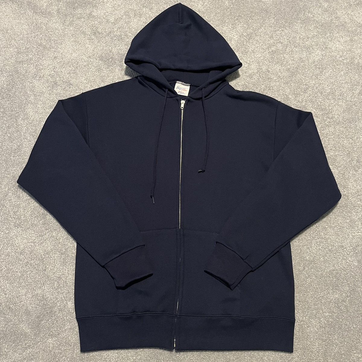 Vintage Vintage 1990s Santee Sweats Blank Navy Zip Hoodie Sweatshirt Size US L / EU 52-54 / 3 - 1 Thumbnail