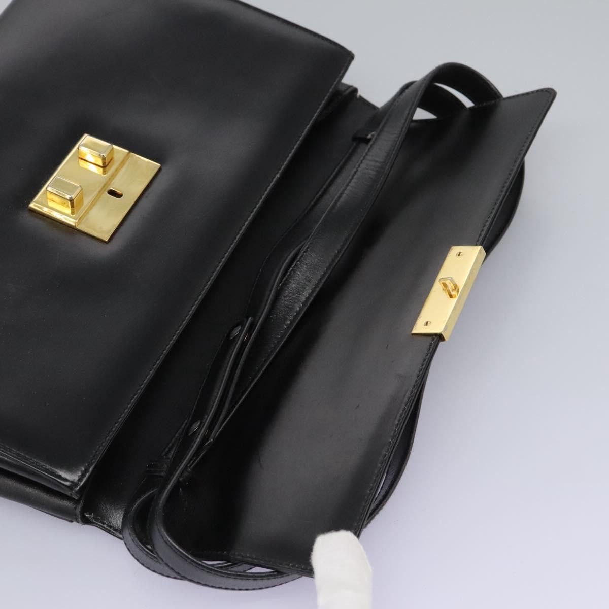 Gucci GUCCI Hand Bag Leather Black Gold Size ONE SIZE - 9 Thumbnail