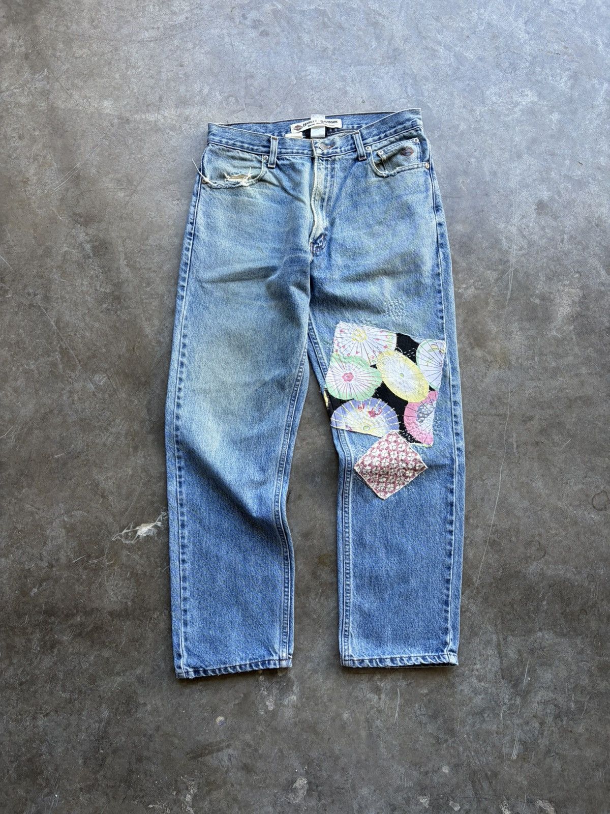 Harley Davidson Vintage Harley Davidson Custom Embroidered Patchwork Denim Size US 32 / EU 48 - 1 Thumbnail