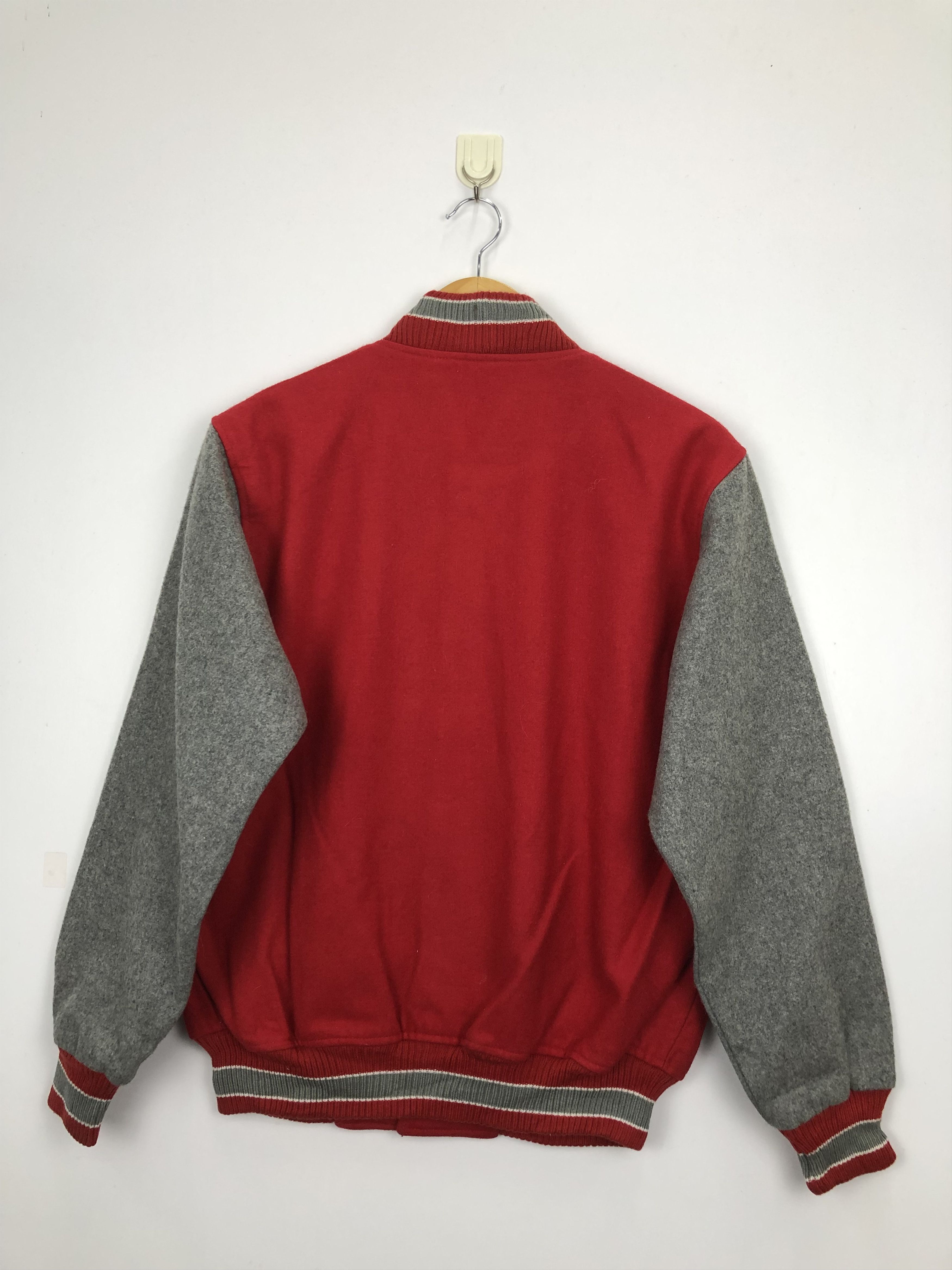 Japanese Brand Vintage 90s Japanese Brand Wool Varsity Jacket Red V0349 Size US M / EU 48-50 / 2 - 3 Thumbnail