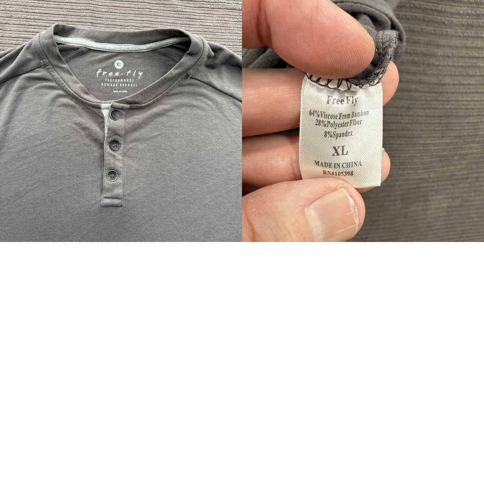 Vintage Free Fly Henley Shirt Men XL Gray Bamboo Long Sleeve Outdoors Hiking Casual Size US XL / EU 56 / 4 - 8 Thumbnail