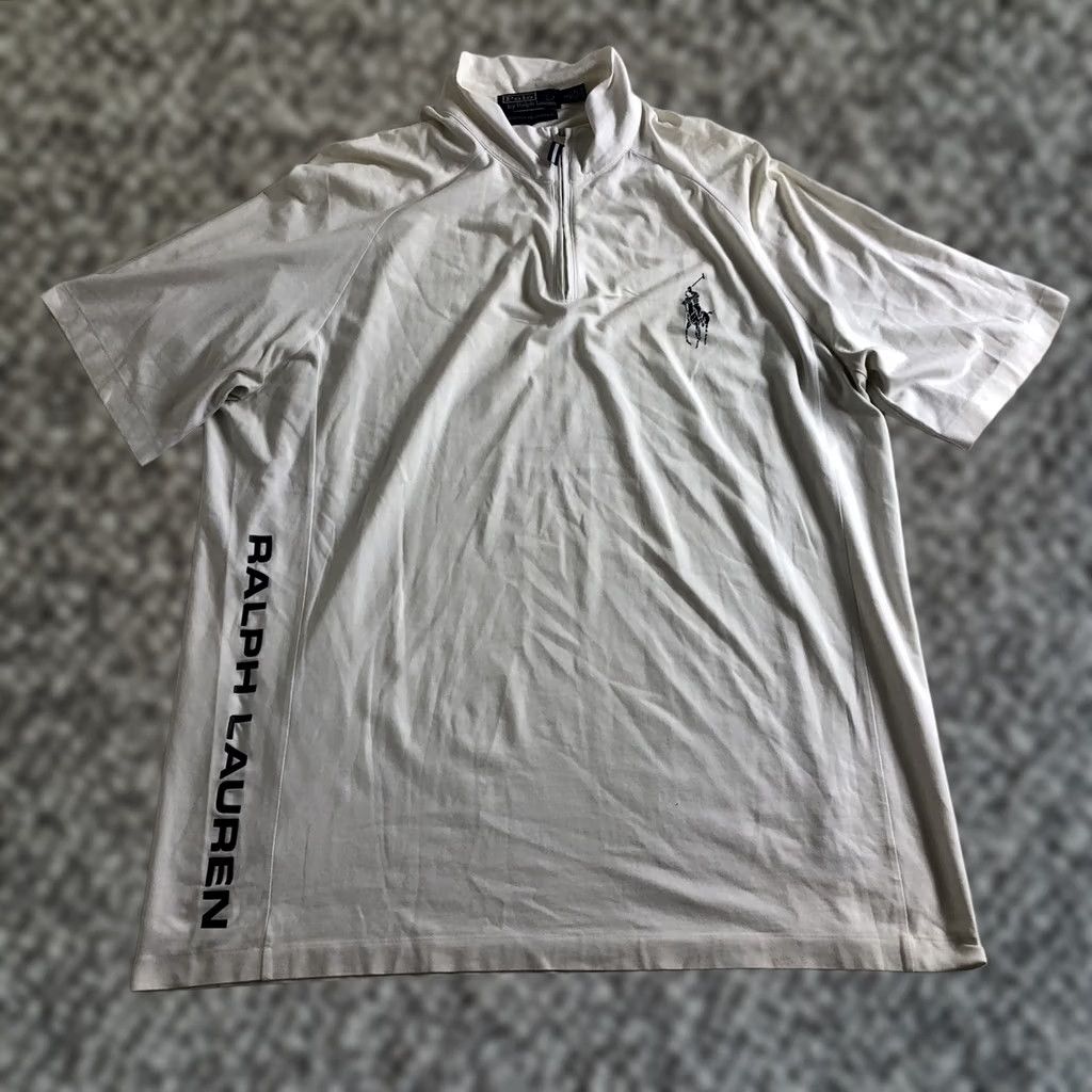 Polo Ralph Lauren Polo Ralph Lauren Quarter Zip Mens Sz L White Short Sleeve Moisture Management Size US L / EU 52-54 / 3 - 1 Thumbnail
