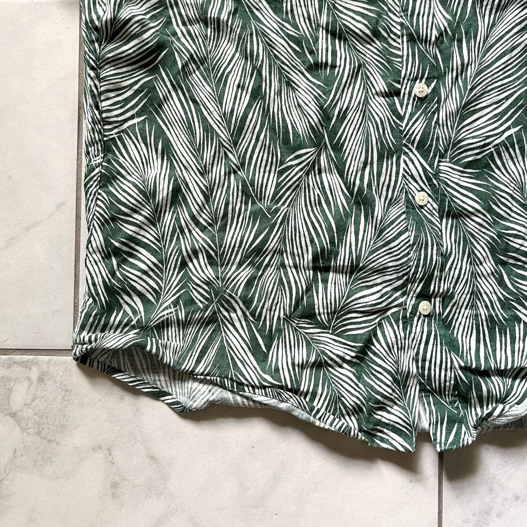J.Crew J.CREW Linen Shirt Green White Mens Button-Up Slim Fit Short Sleeve Casual Pocket Labeled Large Size US L / EU 52-54 / 3 - 6 Thumbnail