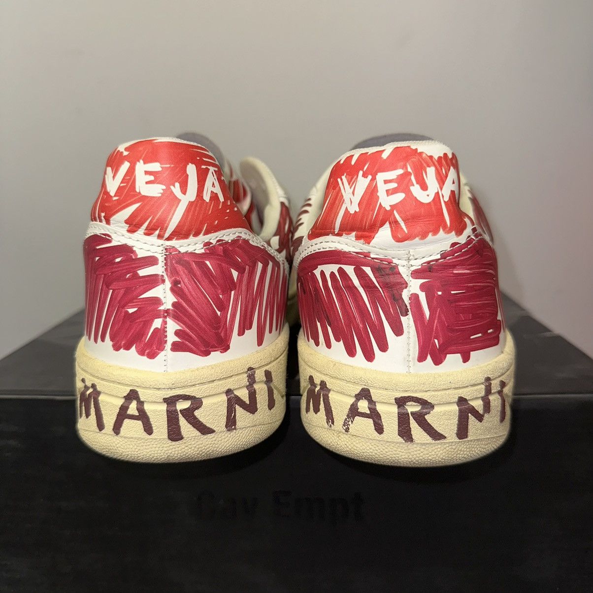 Marni × Veja Marni x Veja V-10 Scribble Leather Sneakers - US 11.5 Eu Size US 11.5 / EU 44-45 - 3 Thumbnail