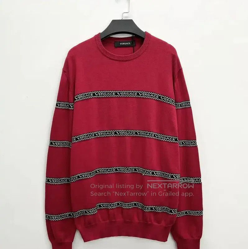 Versace Versace Red Wool Embroidered Pullover Sweater . Size US L / EU 52-54 / 3 - 1 Thumbnail