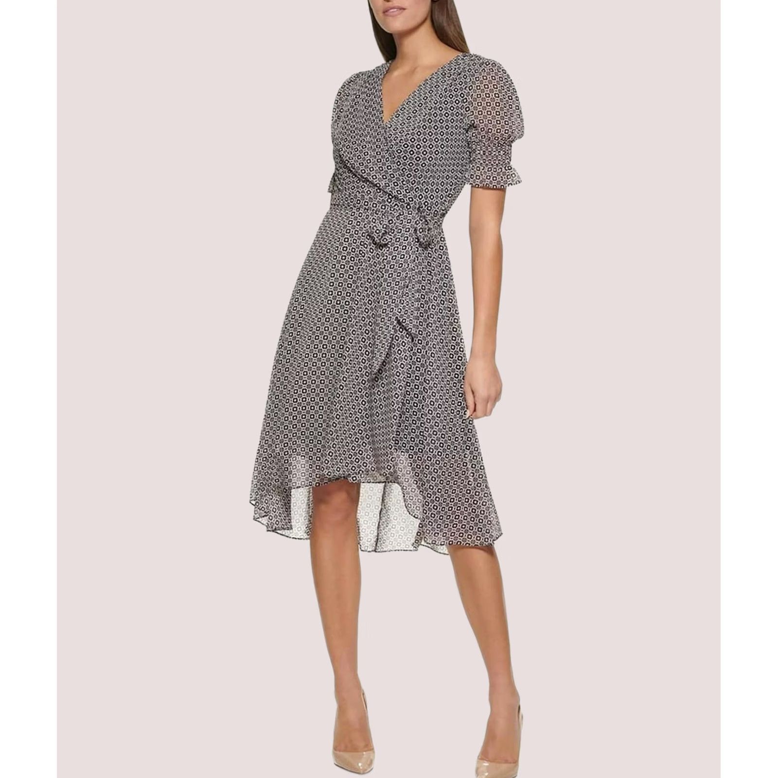 Tommy Hilfiger Tommy Hilfiger Womens black Midi Dress Belted Puff Sleeve Size 6 Size M / US 6-8 / IT 42-44 - 1 Thumbnail