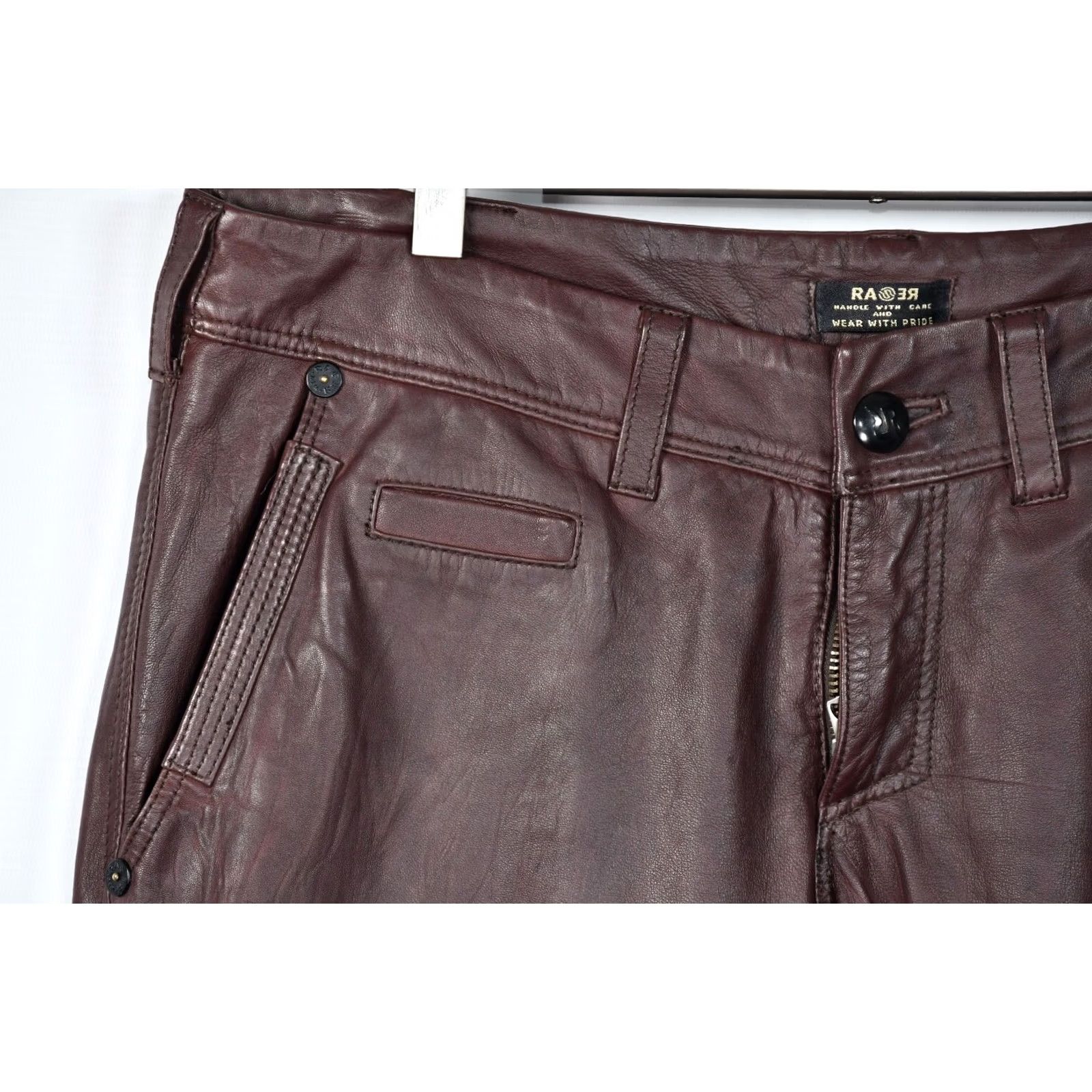 Vintage RAER Leather Pants Women's size 31 Brown 3/4 Modern Classic Casual Pants - 100% Genuine Leather Size 24" / US 00 / IT 34 - 5 Thumbnail