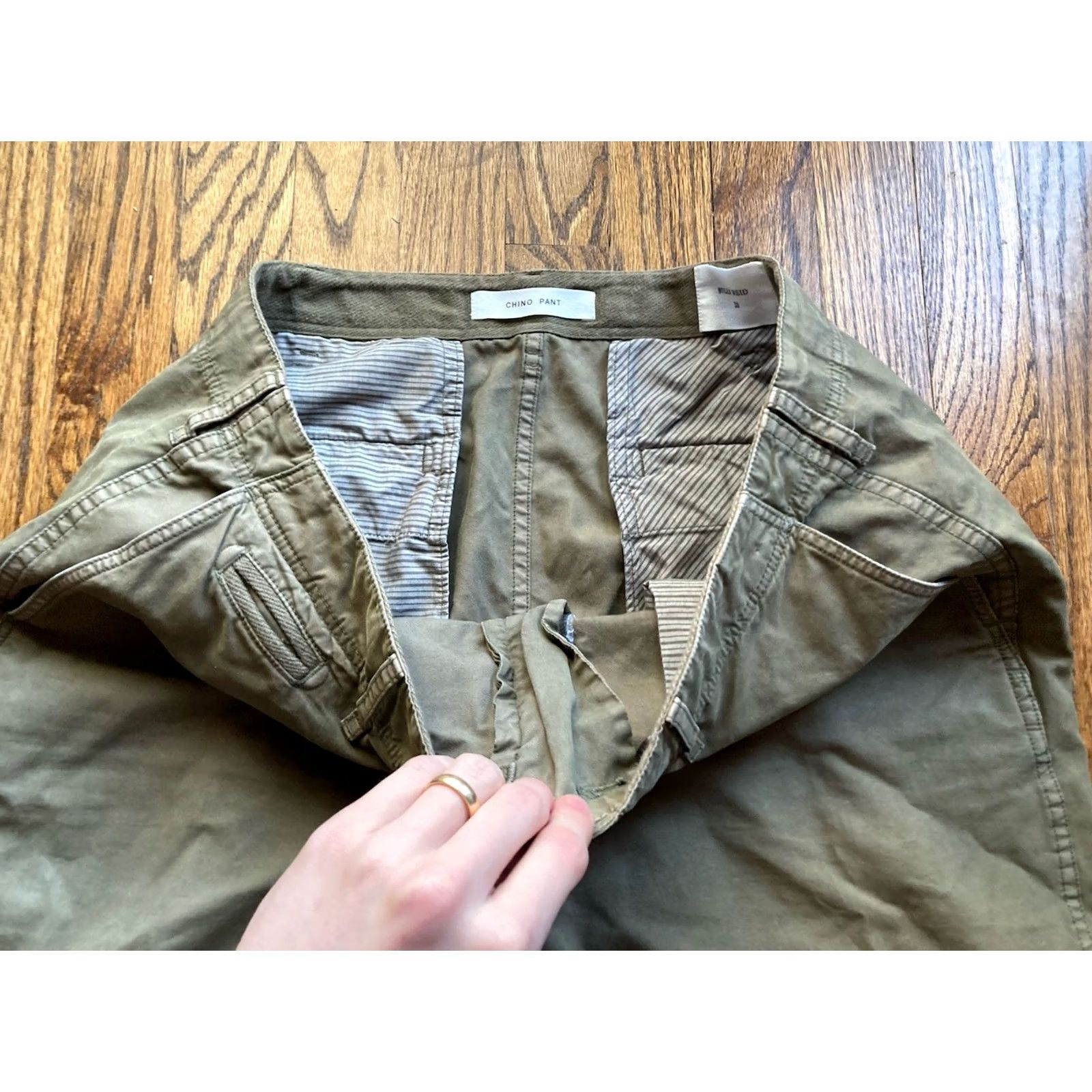 Billy Reid Billy Reid Pants Mens 33 Chino Olive Green Twill Cotton Military Made In Peru Size US 33 - 7 Thumbnail