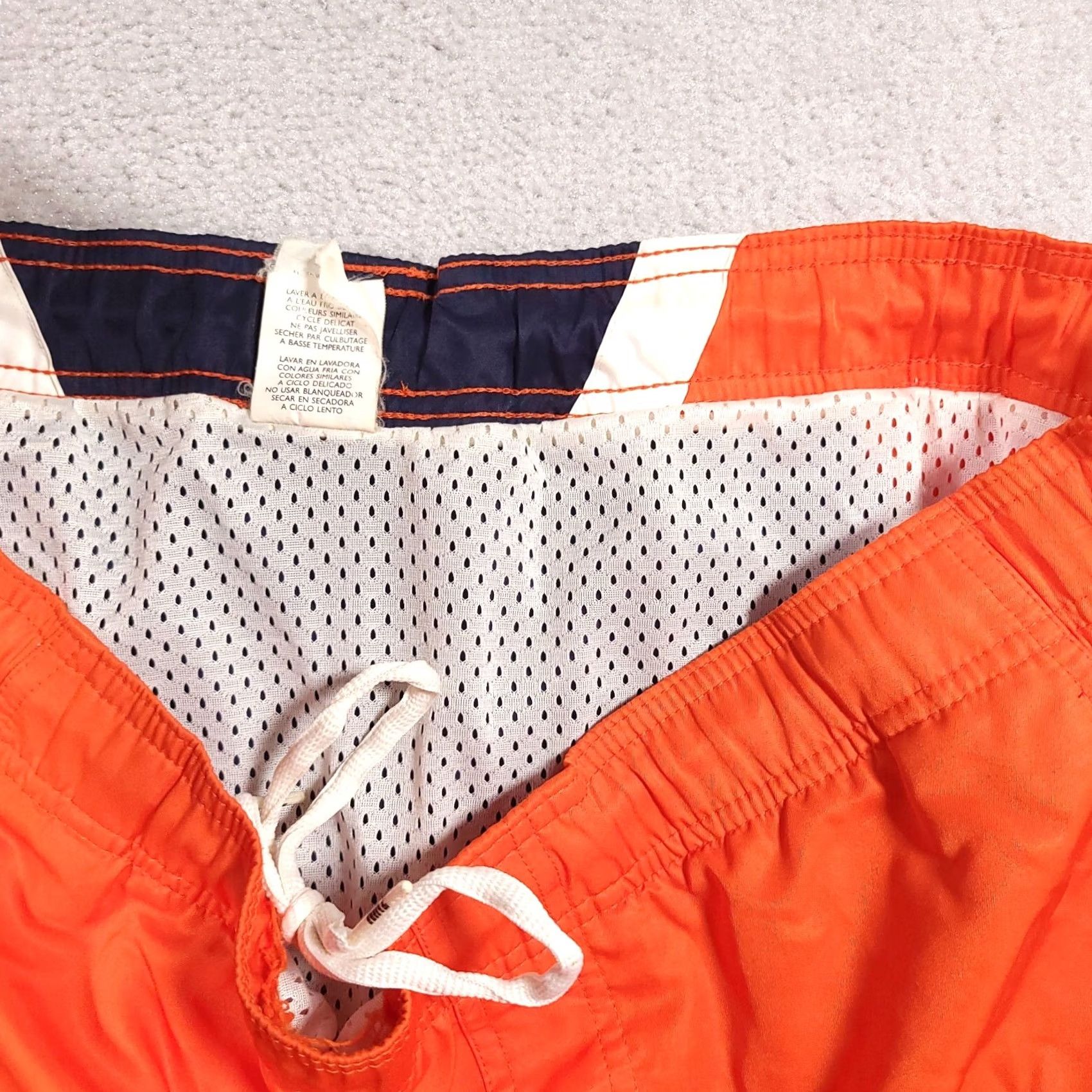 Nike VINTAGE Nike Y2K Lined Swim Trunks Mens M Orange Blue Spellout Swoosh Gray Tag Bottom Size US 31 - 7 Thumbnail