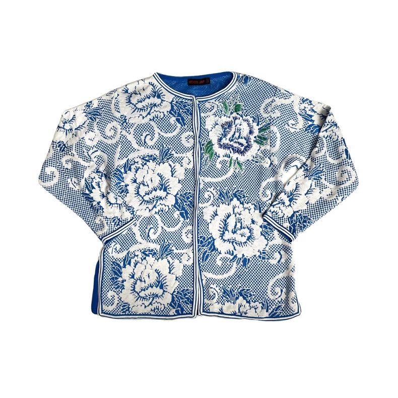 Kenzo KENZO Blue and white porcelain knit sweater vintage Size M / US 6-8 / IT 42-44 - 2 Thumbnail