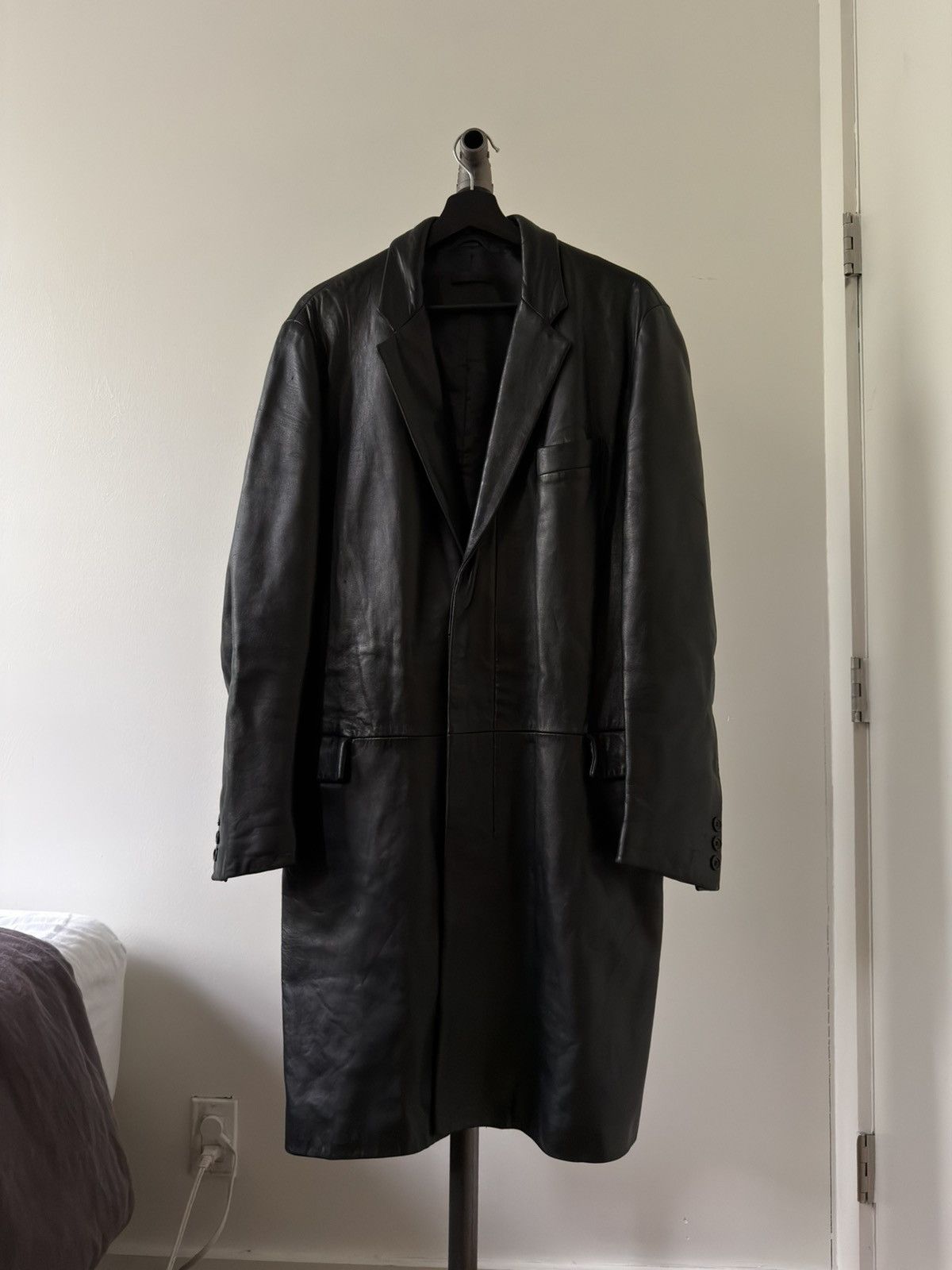 Helmut Lang ARCHIVE HELMUT LANG DOUBLE BREASTED LEATHER COAT | Grailed