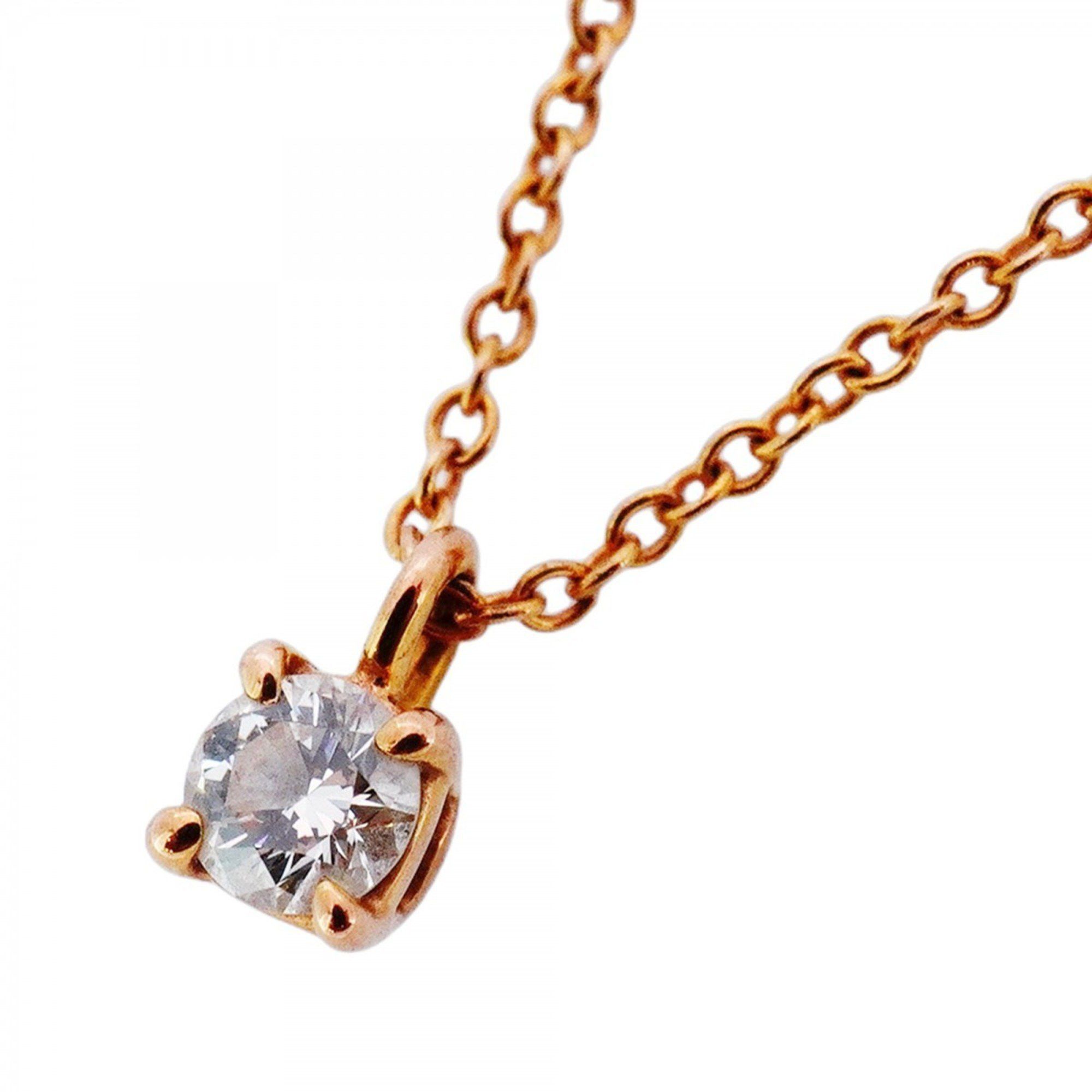 Tiffany necklace solitaire 1PD 18KPG pink gold diamond ladies