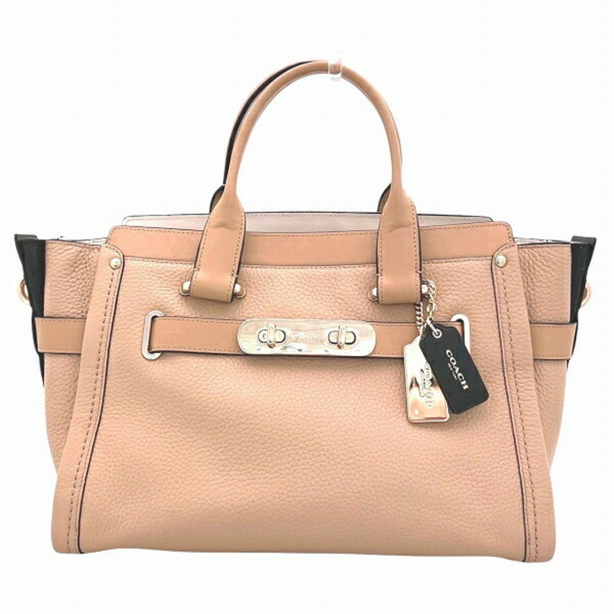 Coach Swagger 34420 2Way Bag, Handbag, Shoulder Ladies in Beige, Women's