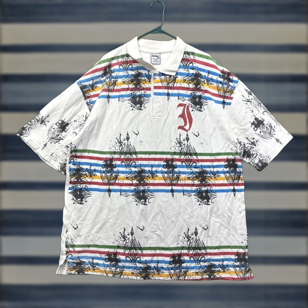 Vintage VINTAGE Indigo 30 Polo Shirt Mens 4XL Striped White Cotton Polyester Blend Sports 90s Polo Mens Size US XXL / EU 58 / 5 - 1 Thumbnail