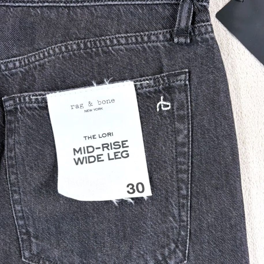 Rag & Bone rag & bone Lori New York Jeans Wide-Leg Women 30 NWT Black Denim Distressed 5-Pocket Regular Rise Slim/Relaxed Fit Size 30" / US 8 / IT 44 - 5 Thumbnail
