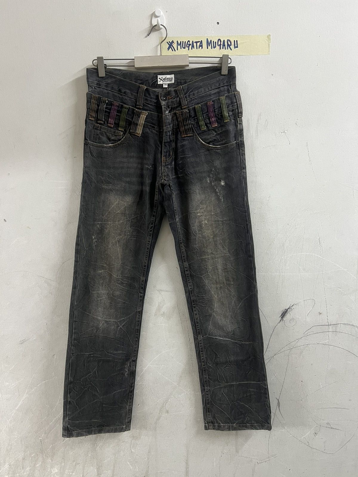 4GSELLER × Japanese Brand DOUBLE WAIST BLACK FADED NYLAUS DENIM PANT Size US 30 / EU 46 - 1 Thumbnail