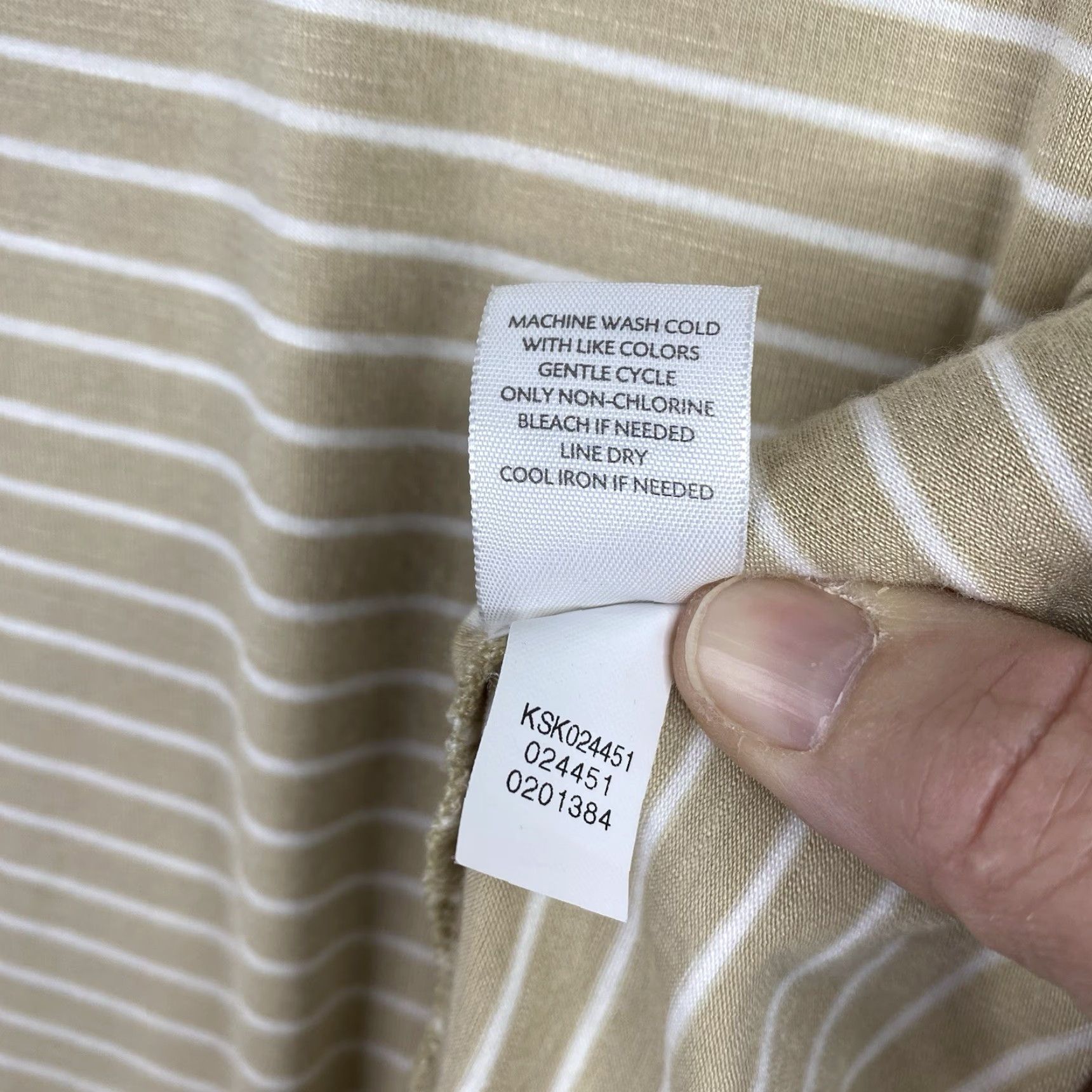 Vintage VINTAGE J Jill Midi Skirt XL Beige White Stripe Elastic Waist Pull On Stretch Asymmetric Size 40" / US 18 - 6 Thumbnail