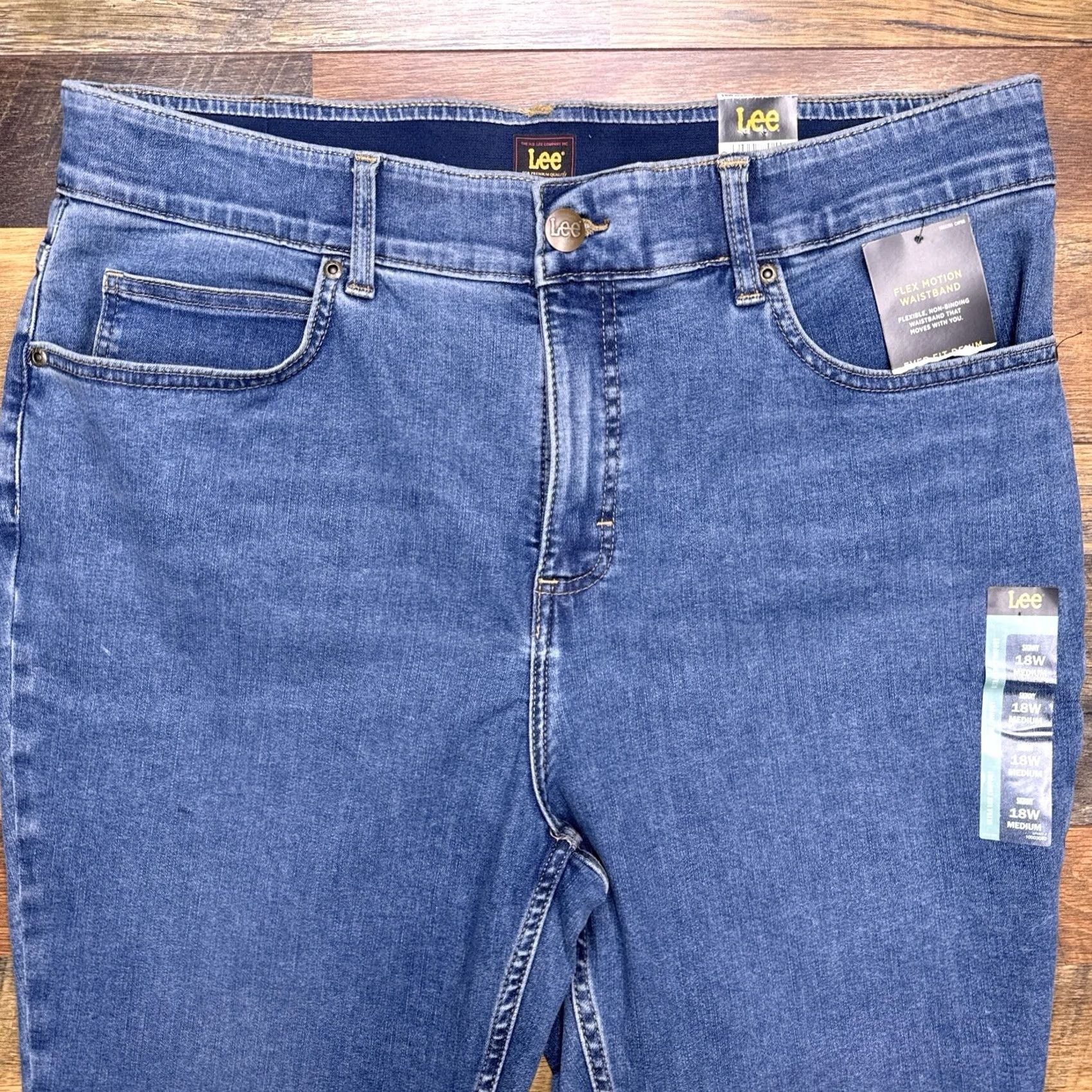 Lee Lee Skinny Jeans Womens 18W Medium Ultra Lux Comfort Zip Button Denim 5-Pocket Blue Slim High Rise Plus Womens Size 40" / US 18 - 3 Thumbnail