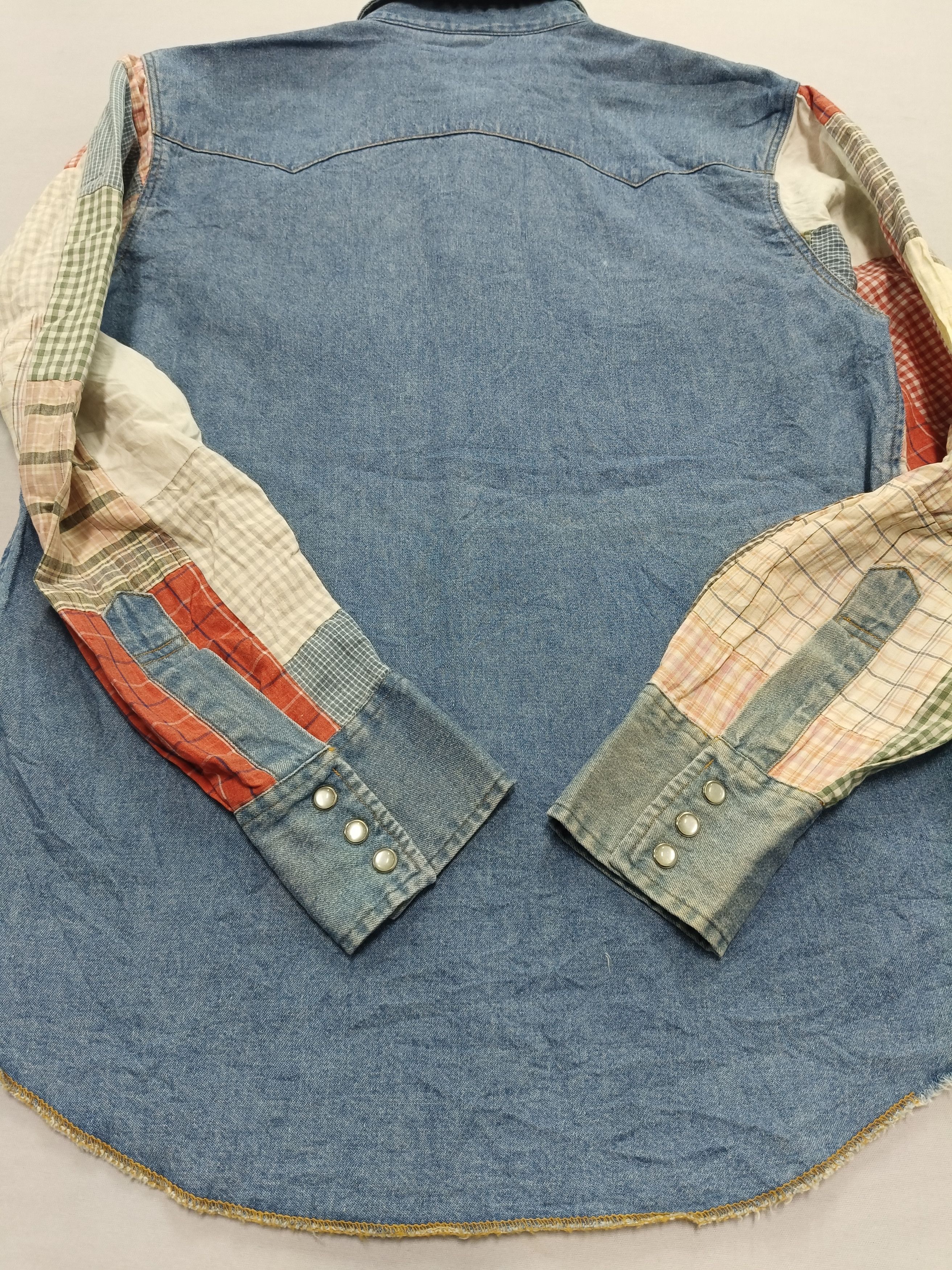 Other Road Runner Patchwork Pearl Snap Button Denim Shirt Size US S / EU 44-46 / 1 - 3 Thumbnail