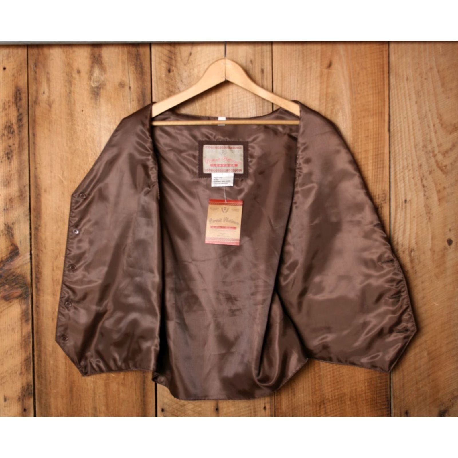 Vintage VINTAGE Permit Platinum Vest Shirt Mens L Brown Suede Satin Back Waistcoat Gilet Modern Western Style 90s Mens? Size US L / EU 52-54 / 3 - 6 Thumbnail