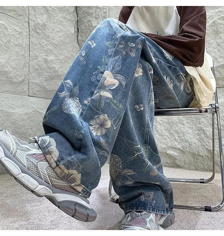 Japanese Brand Floral Denim Pant Size US 35 - 3 Thumbnail