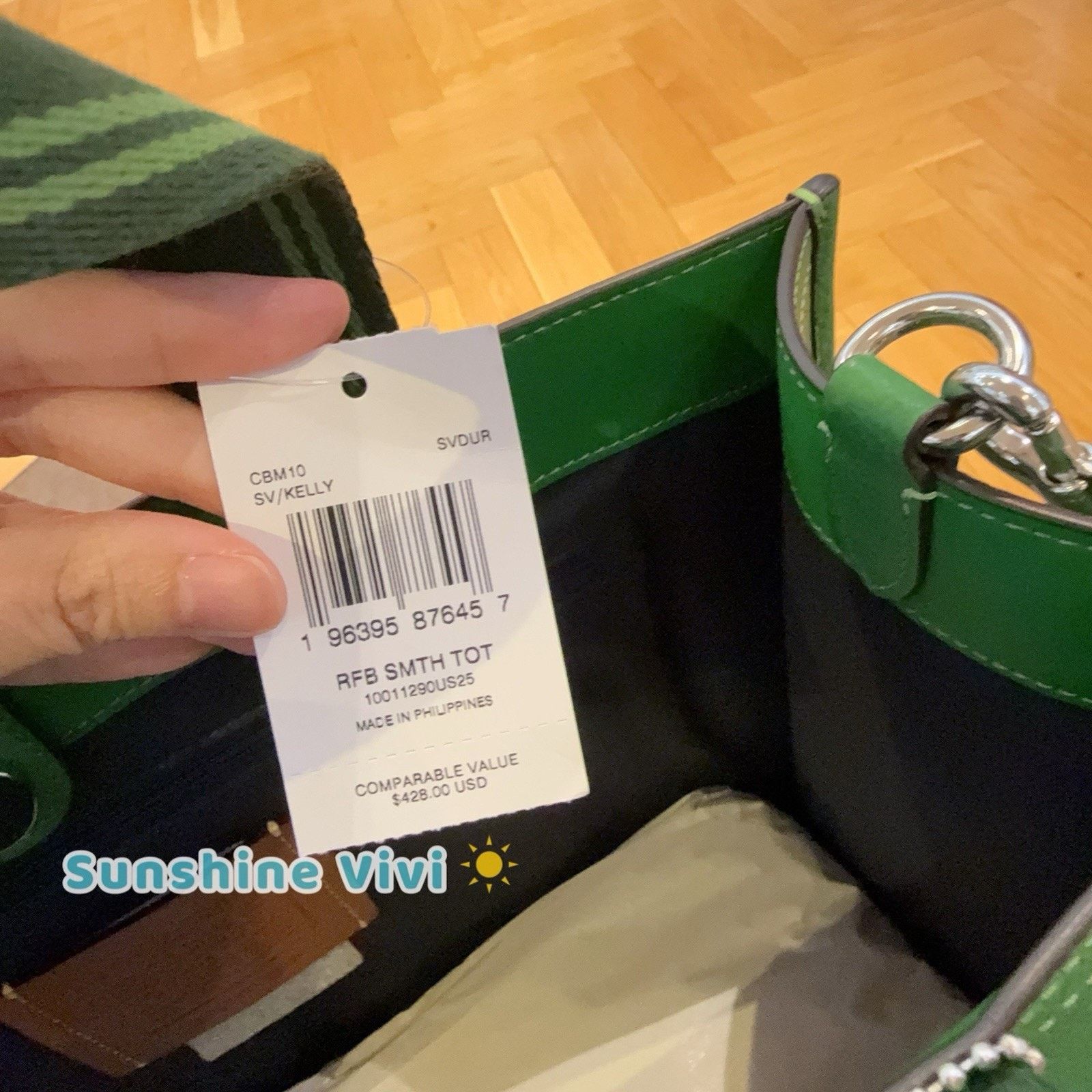 Coach NWT Coach CBM10 Smith Tote Bag Pebble Leather Webbing Kelly Size ONE SIZE - 10 Thumbnail
