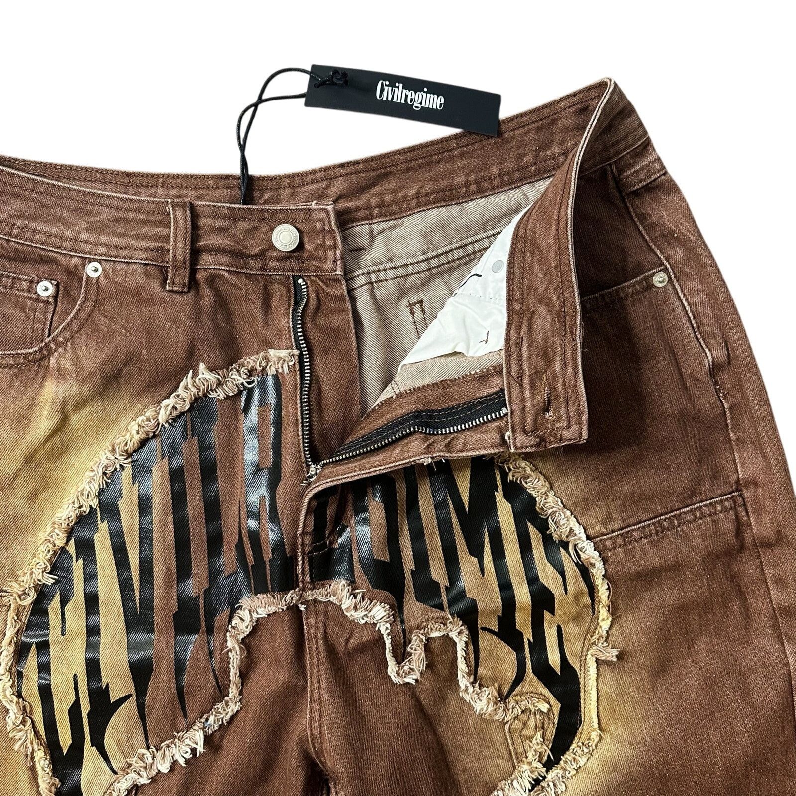 Civil Regime Civil Regime NWT RARE Brown Denim Shorts Logo Spellout Size US 32 / EU 48 - 4 Thumbnail