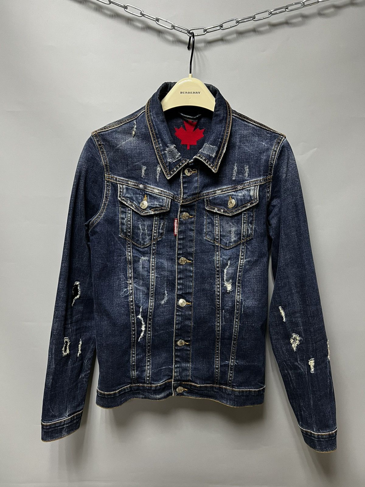 Dsquared2 Dsquared2 Women's Distressed Denim Jacket Size S Size S / US 4 / IT 40 - 1 Thumbnail