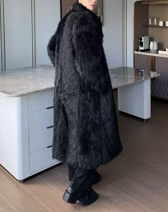 Japanese Brand Basic Midi Streetwear Black Faux Fur Warm Jacket Coat Size US L / EU 52-54 / 3 - 5 Thumbnail