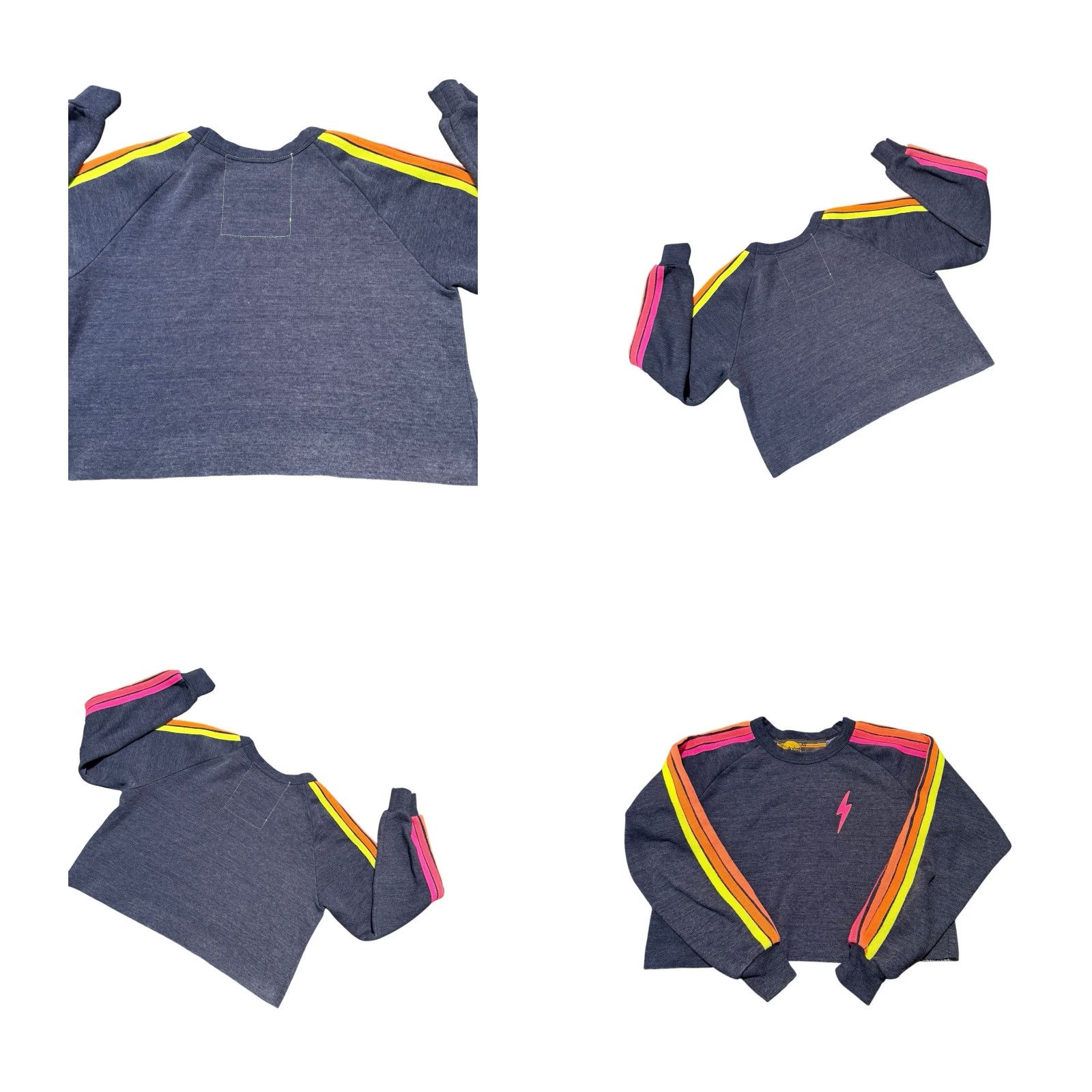 Aviator Nation AVIATOR NATION Bolt Cropped Classic Five Stripe Crewneck Sweatshirt XS Size XS / US 0-2 / IT 36-38 - 8 Thumbnail