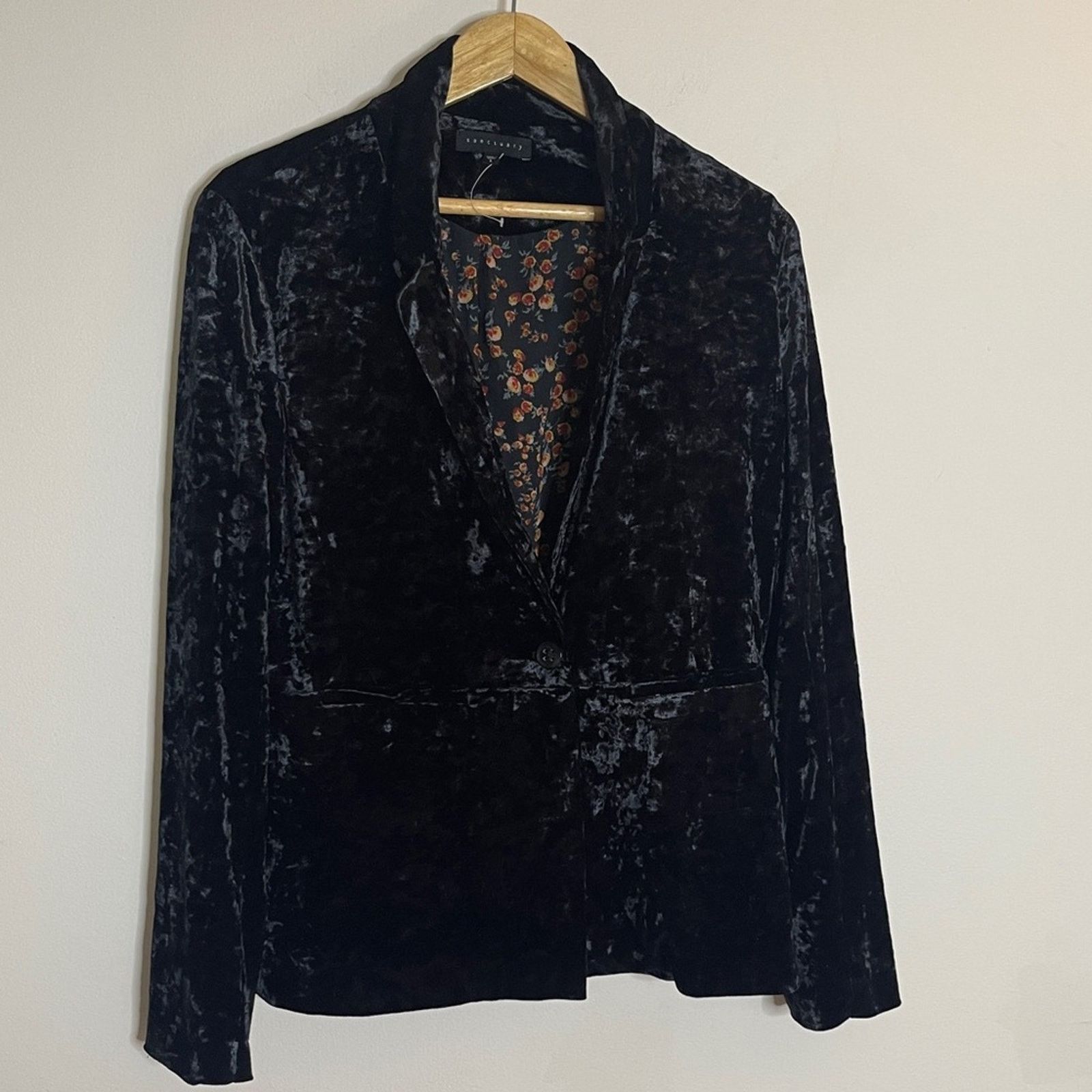 Sanctuary Sanctuary Formal Crushed Velvet Blazer Jacket Black Size L Size L / US 10 / IT 46 - 3 Thumbnail