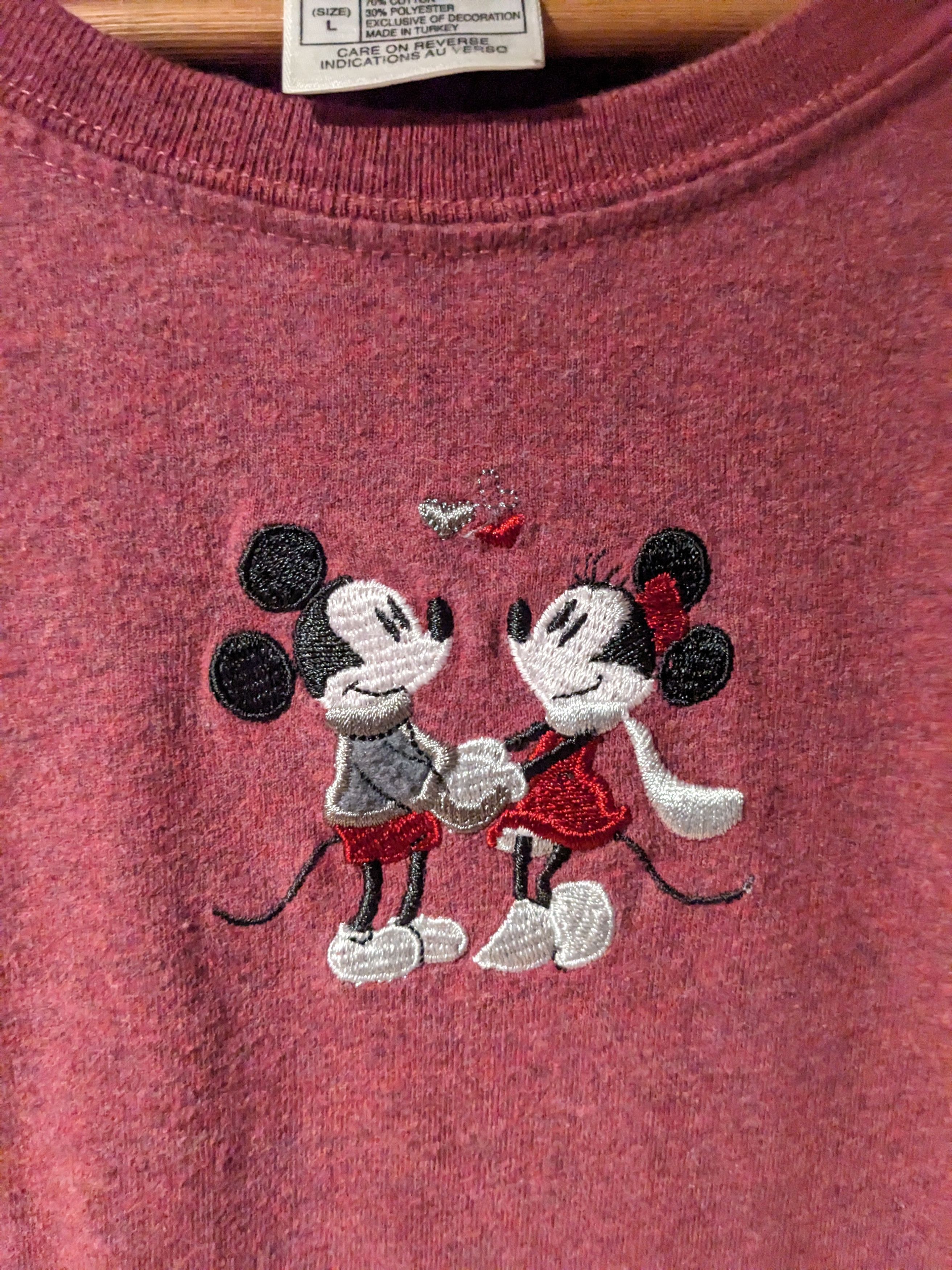 Disney × Vintage Vintage 90s Mickey Minnie Love Woman's Long-Sleeve T-Shirt Size L / US 10 / IT 46 - 2 Thumbnail