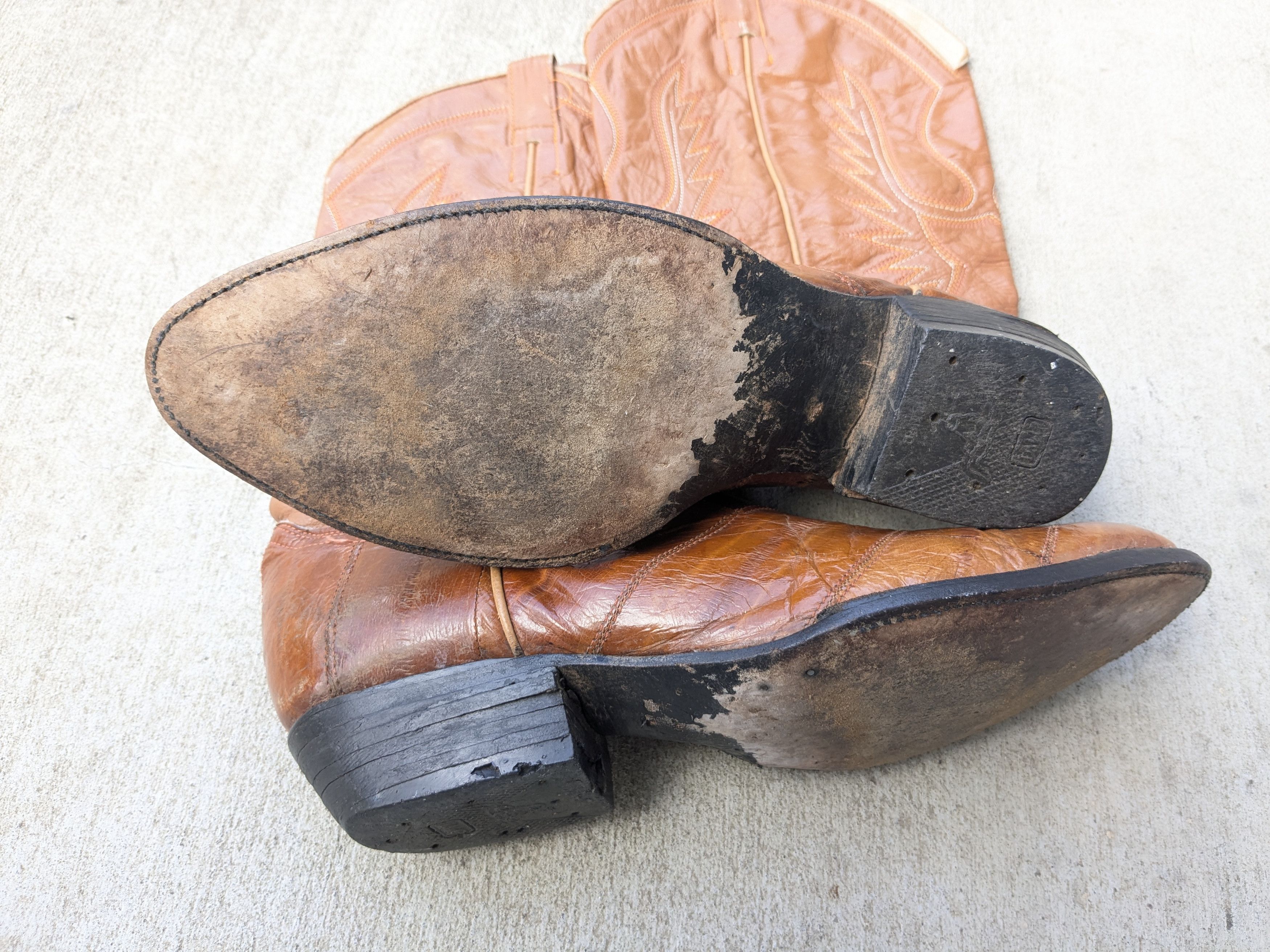 Genuine Leather Vintage Eel Cowboy Boots Brown 10.5 Western Botas Mexico Size US 10.5 / EU 43-44 - 8 Thumbnail