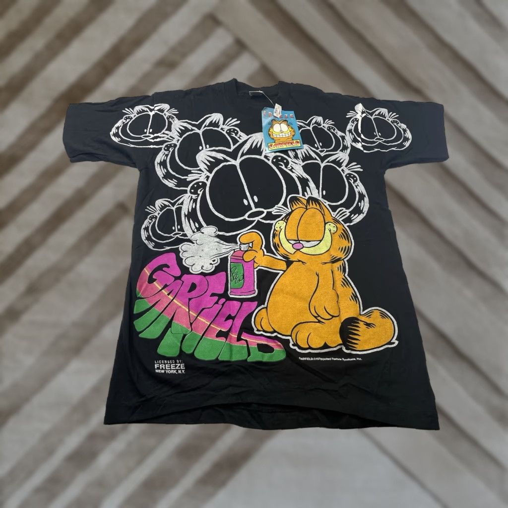 Vintage VINTAGE NWT Freeze Garfield Graffiti Paint T Shirt AOP Black Men’s Large Size US L / EU 52-54 / 3 - 1 Thumbnail