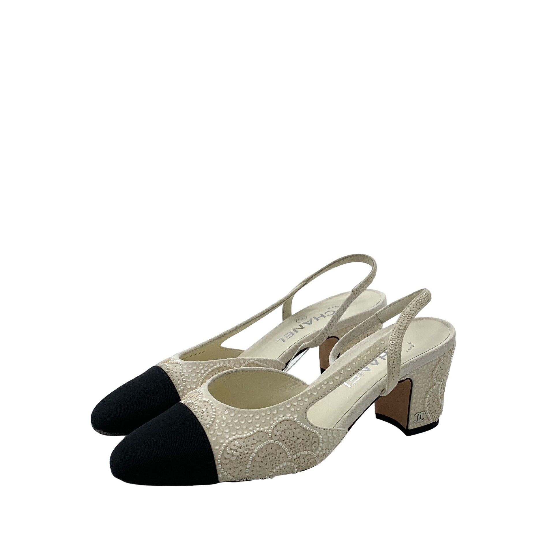 Chanel Chanel Sequin Camellia Slingback Heels 38C Size US 8 / IT 38 - 1 Thumbnail