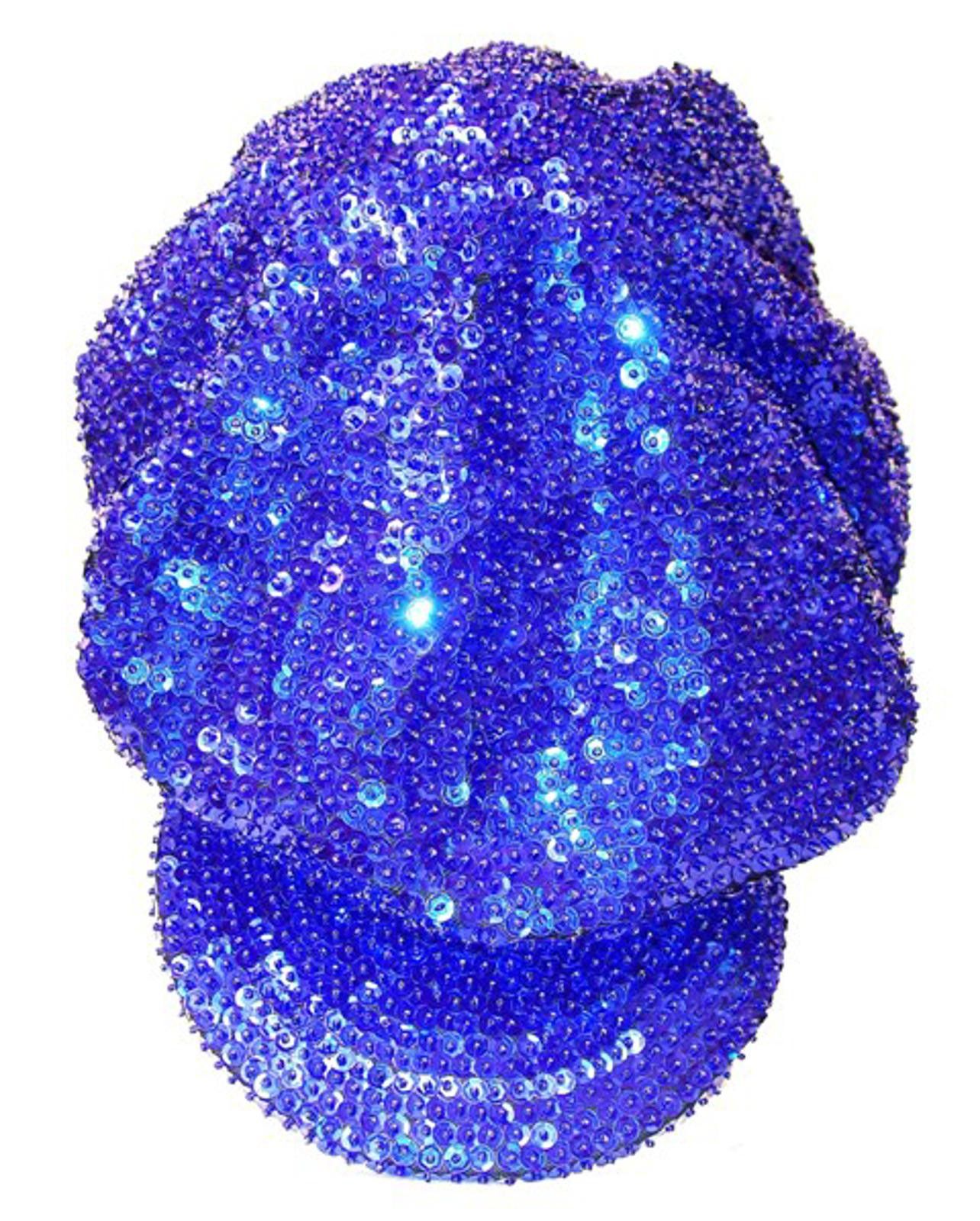 Designer Sequin Beaded Brando Cap Royal Blue Size ONE SIZE - 1 Preview