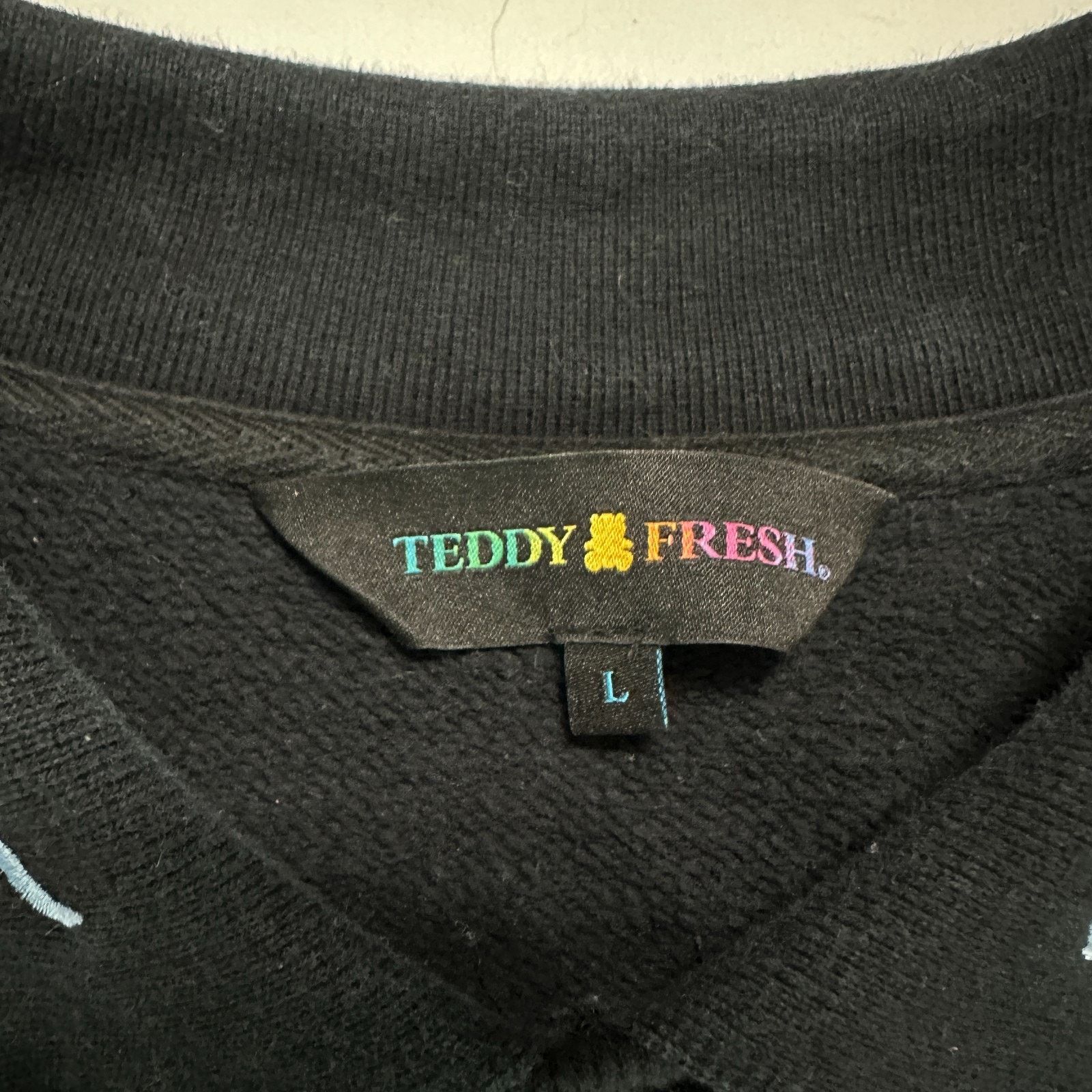 Teddy Fresh Teddy Fresh Mens Large Black Pullover Sweatshirt Collar Size US L / EU 52-54 / 3 - 2 Thumbnail