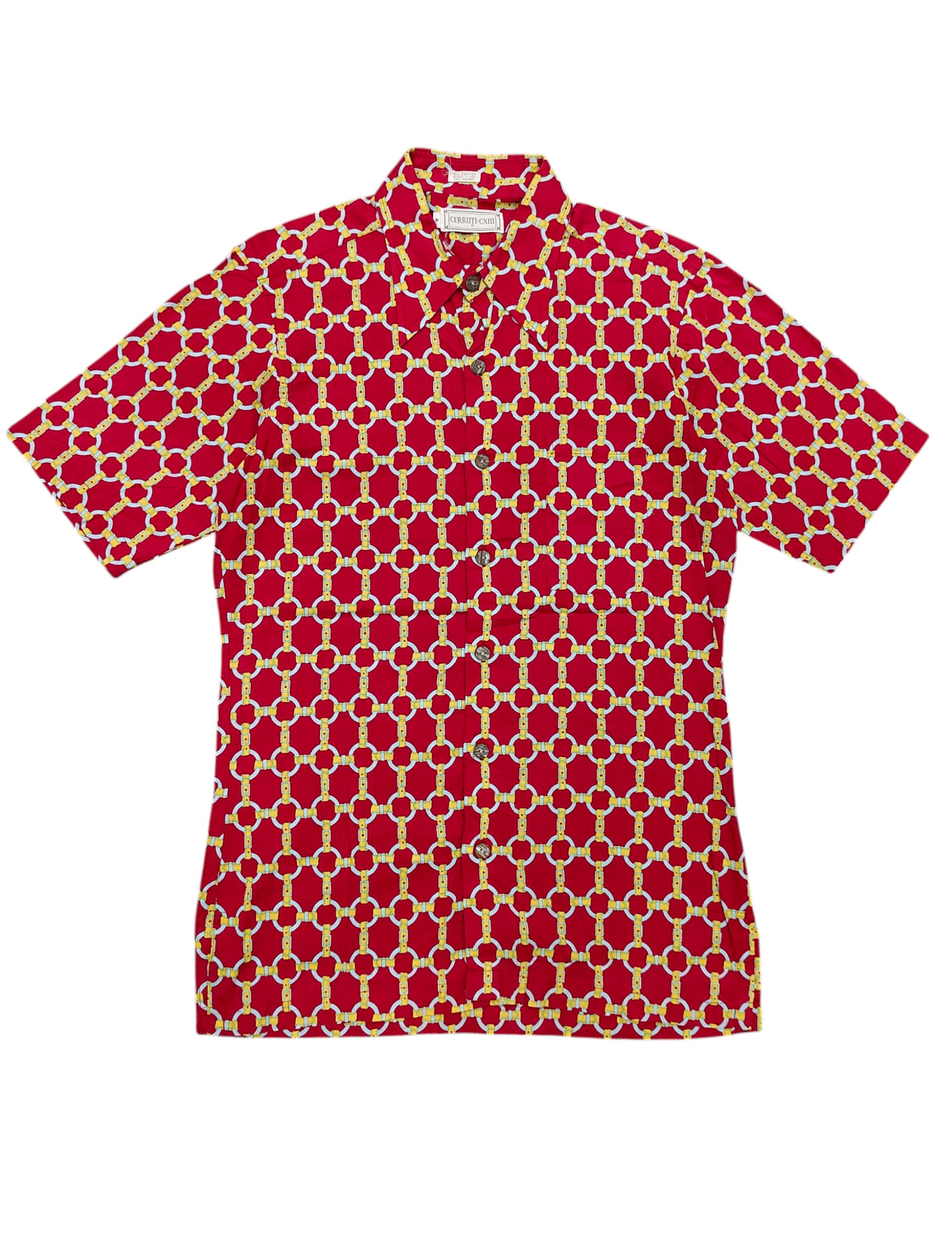 Cerruti 1881 90s Cerruti 1881- Clain Belt Pattern Short Shirt Size US S / EU 44-46 / 1 - 1 Thumbnail