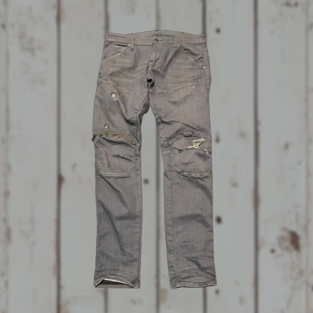 Vintage G-Star RAW 5620 3D Zip Knee Skinny Jeans Grey Distressed Moto Men’s 34x32 Size US 34 / EU 50 - 1 Thumbnail