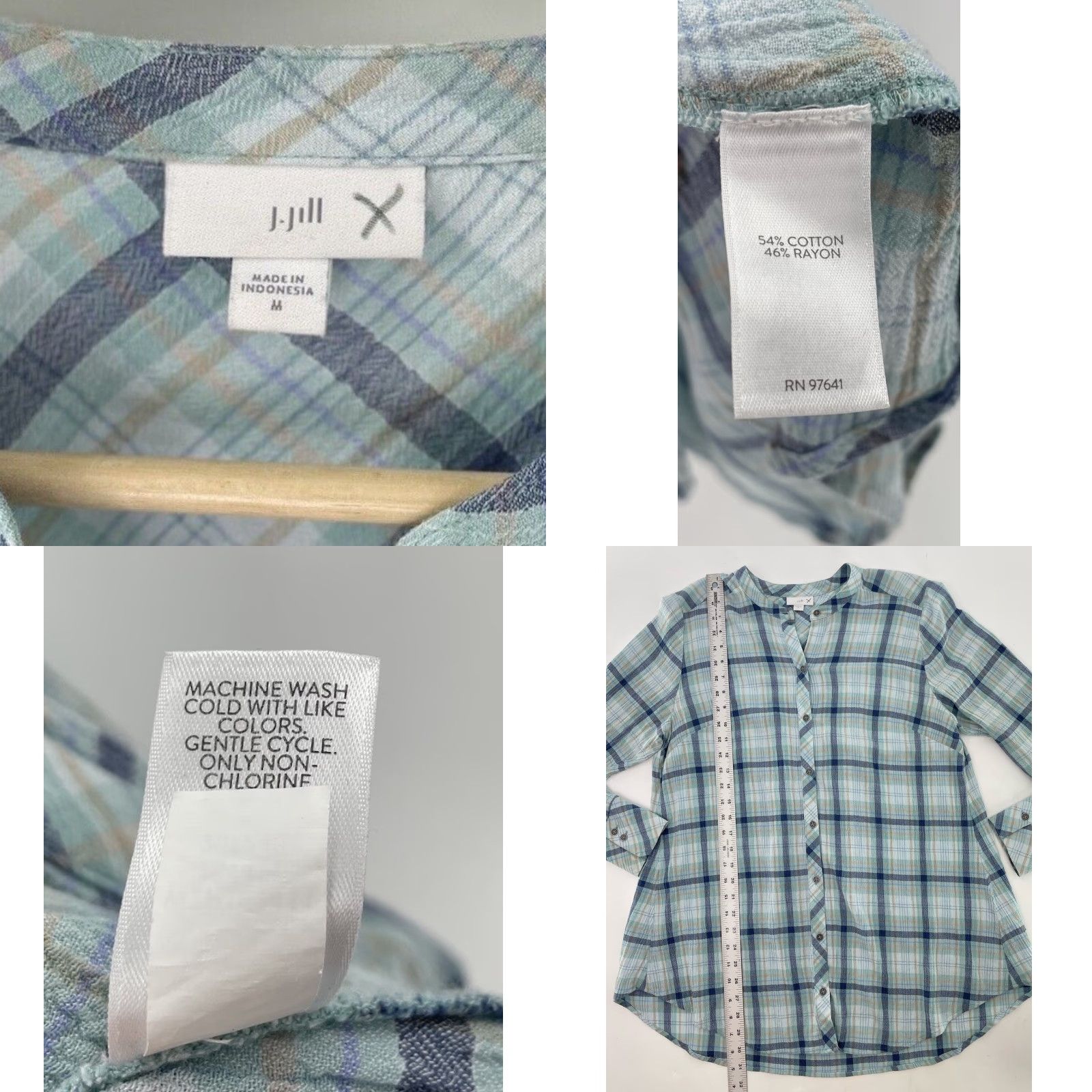 J. Jill VINTAGE? No. J.Jill Blue Plaid Crew Neck Button Front Long Sleeve Tunic M Womens Shirt Size M / US 6-8 / IT 42-44 - 8 Thumbnail