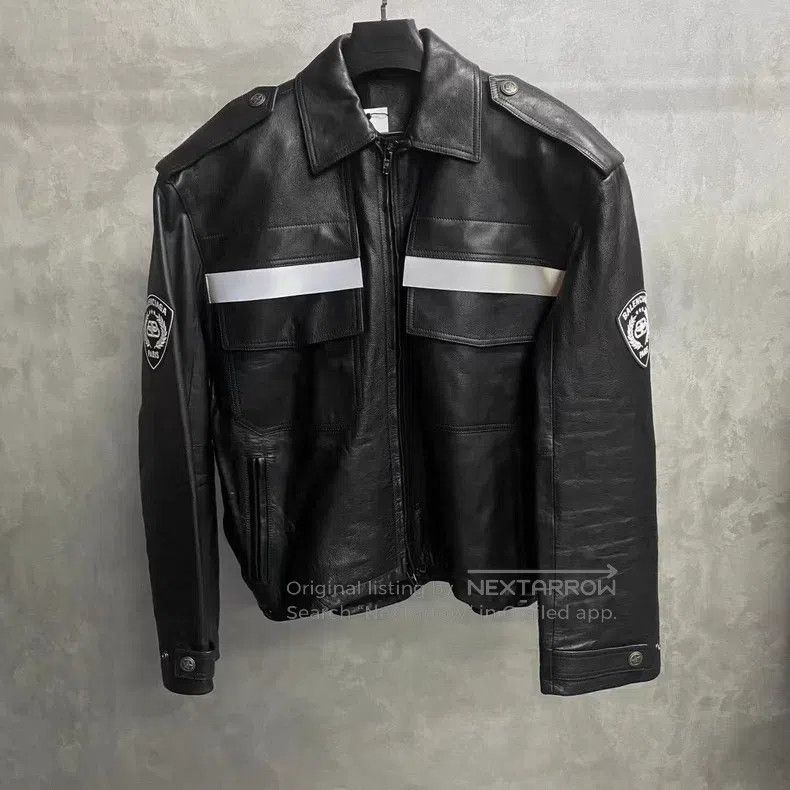 Balenciaga Balenciaga Black Logo Reflective Striped Pattern Leather J Size US L / EU 52-54 / 3 - 1 Thumbnail