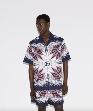 Gucci o1loc1c1225 787257 Double G Bandana Print Cotton Shirt Size US M / EU 48-50 / 2 - 2 Thumbnail