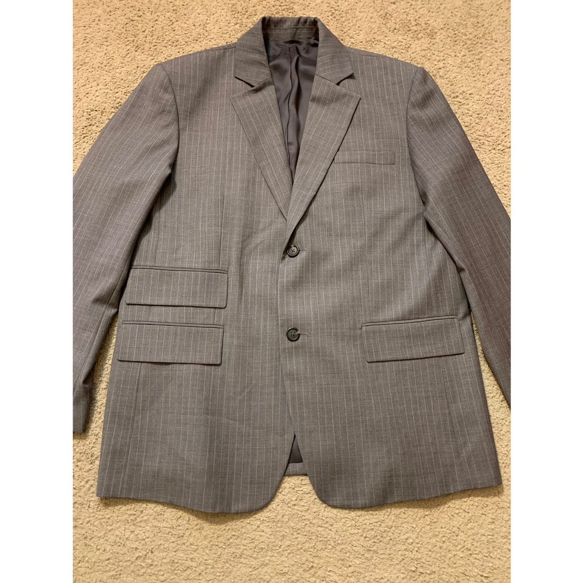 Helmut Lang HELMUT LANG OVERSIZED GRAY PINSTRIPES BLAZER Size 44L - 5 Thumbnail
