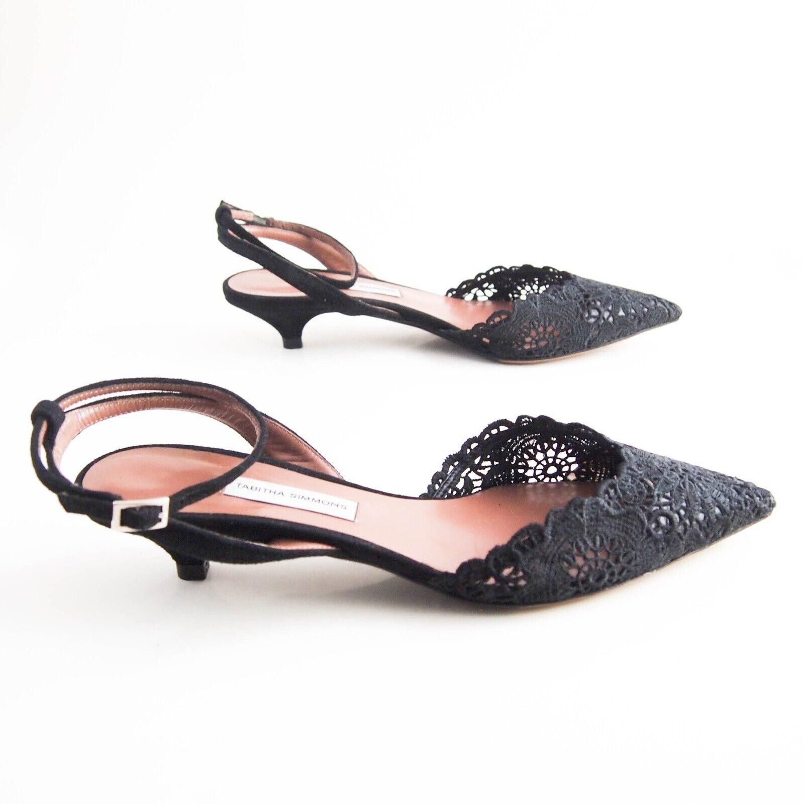 Designer Tabitha Simmons Sandals Black Lace Suede US 7 EU 37 Size US 7 / IT 37 - 5 Thumbnail
