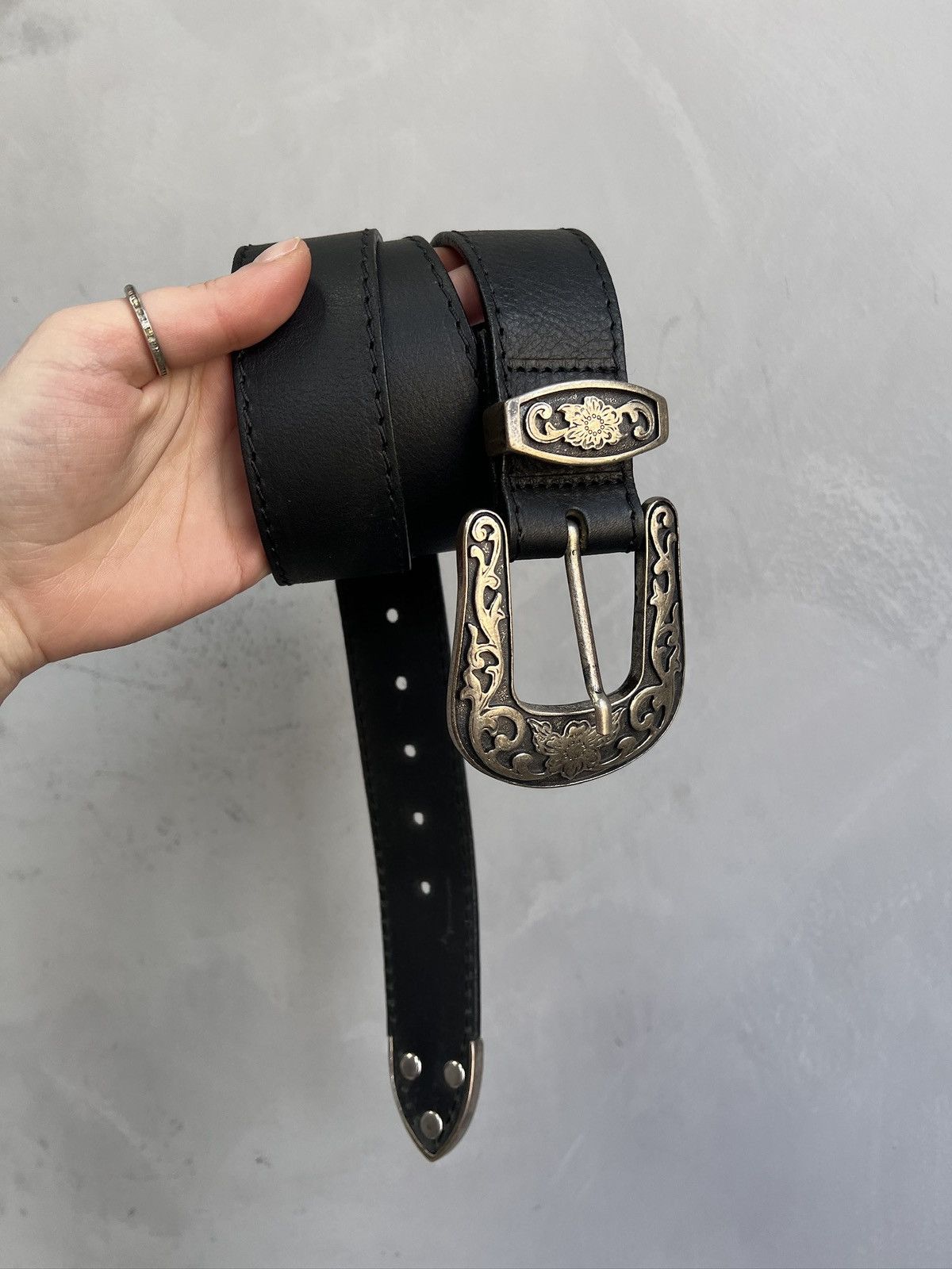 Western Rise Western Leather Belt kmrii style avant garde Size ONE SIZE - 5 Thumbnail