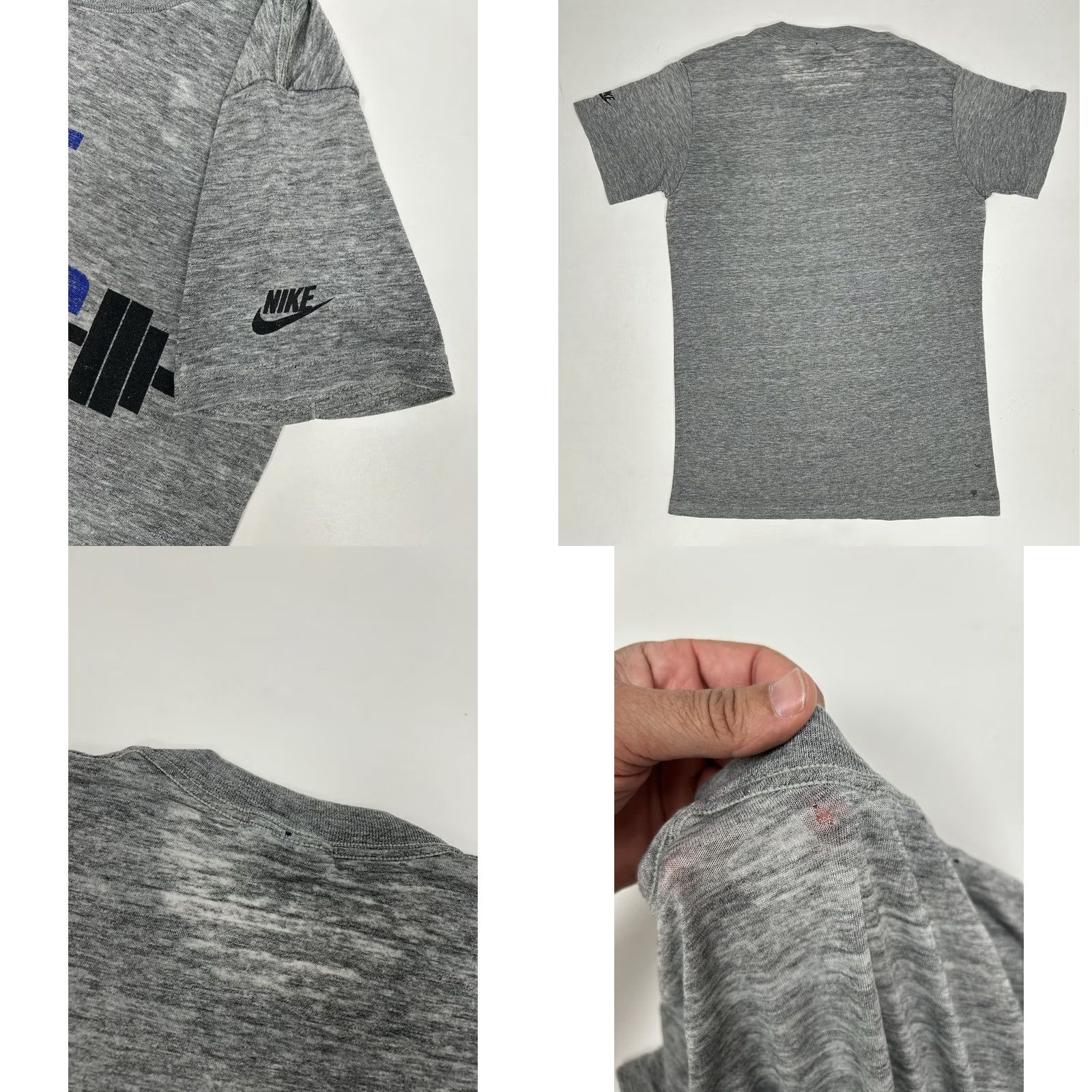 Nike VINTAGE Nike Fitness Barbell T-Shirt Workout 80s Medium Gray Paper Thin Tee Mens Size US M / EU 48-50 / 2 - 9 Thumbnail