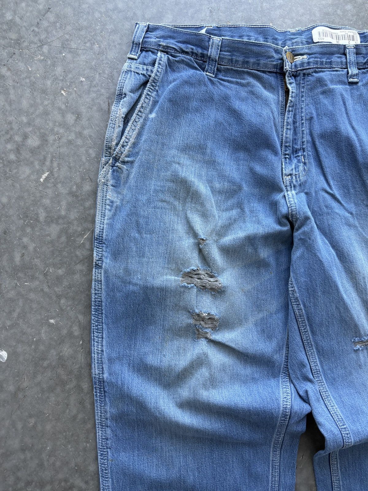 Carhartt Vintage Y2K Carhartt Carpenter Jeans 36x34 Thrashed Faded Size US 36 / EU 52 - 2 Thumbnail