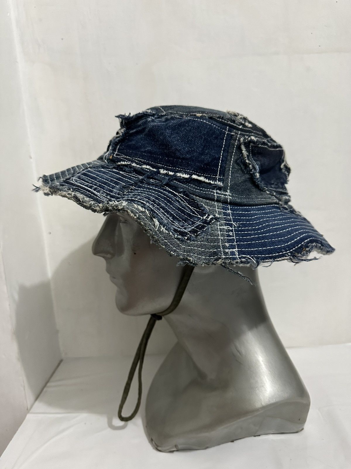 Art Comes First Beautifull Custom Made Patchwork Denim Bucket Hats Size ONE SIZE - 3 Thumbnail